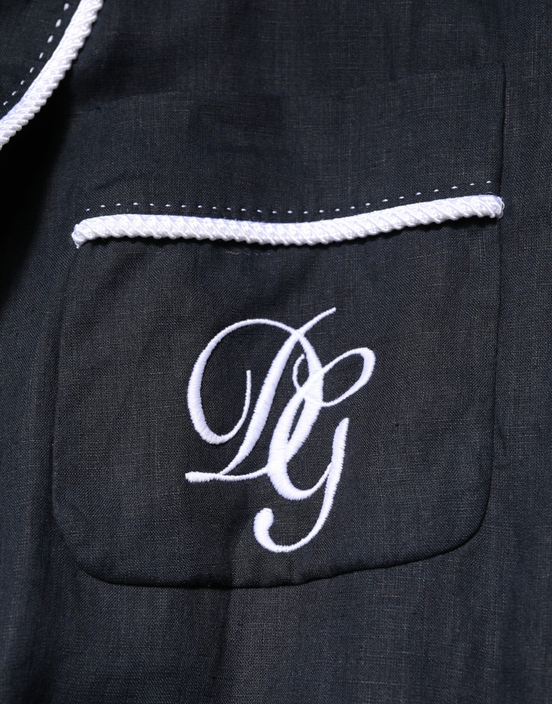 Dolce & Gabbana Dark Blue DG Embroidery Jacket Robe Blazer | Regal Royce