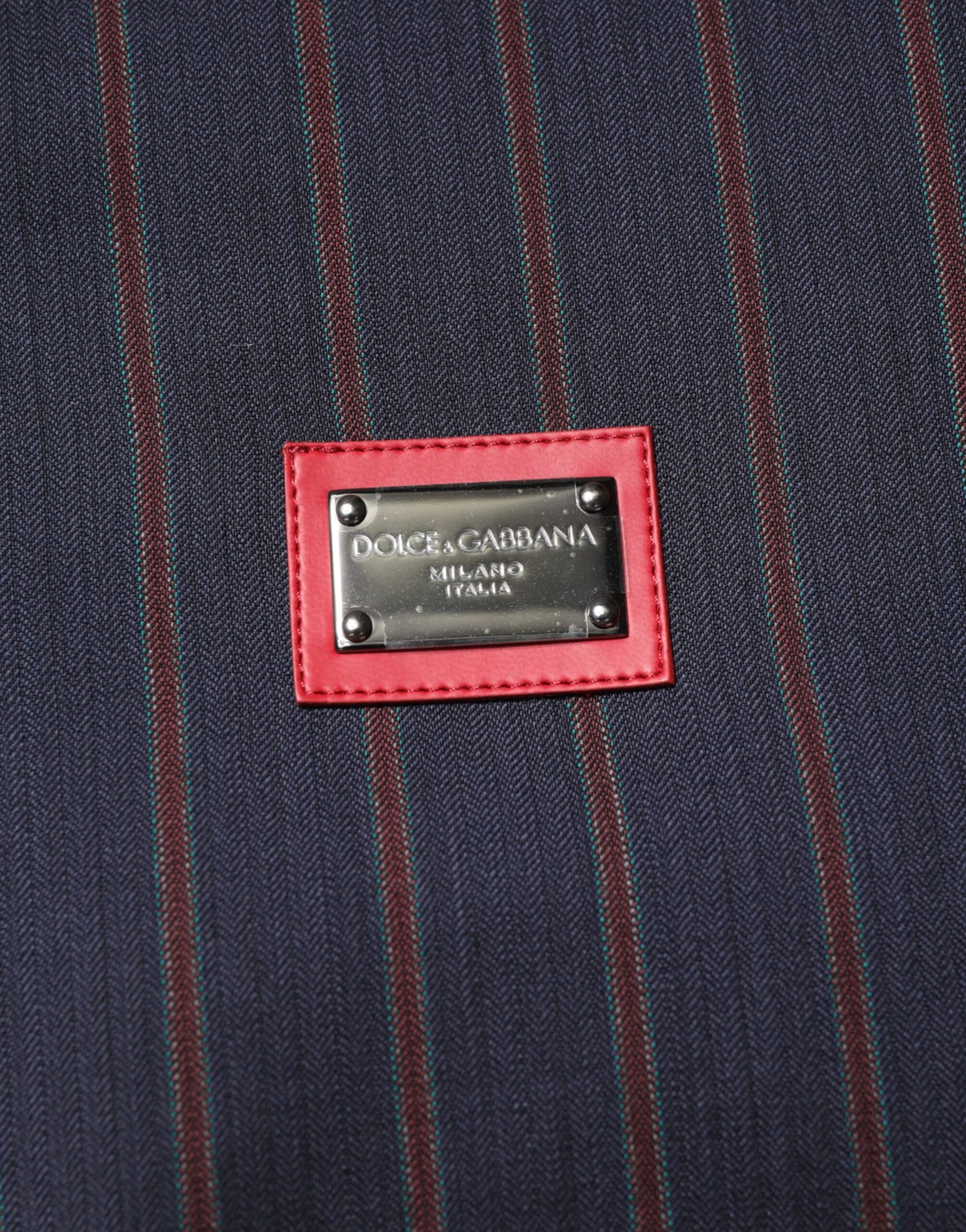 Dolce & Gabbana Blue Red Striped Logo Plaque Full Zip Jacket | Regal Royce