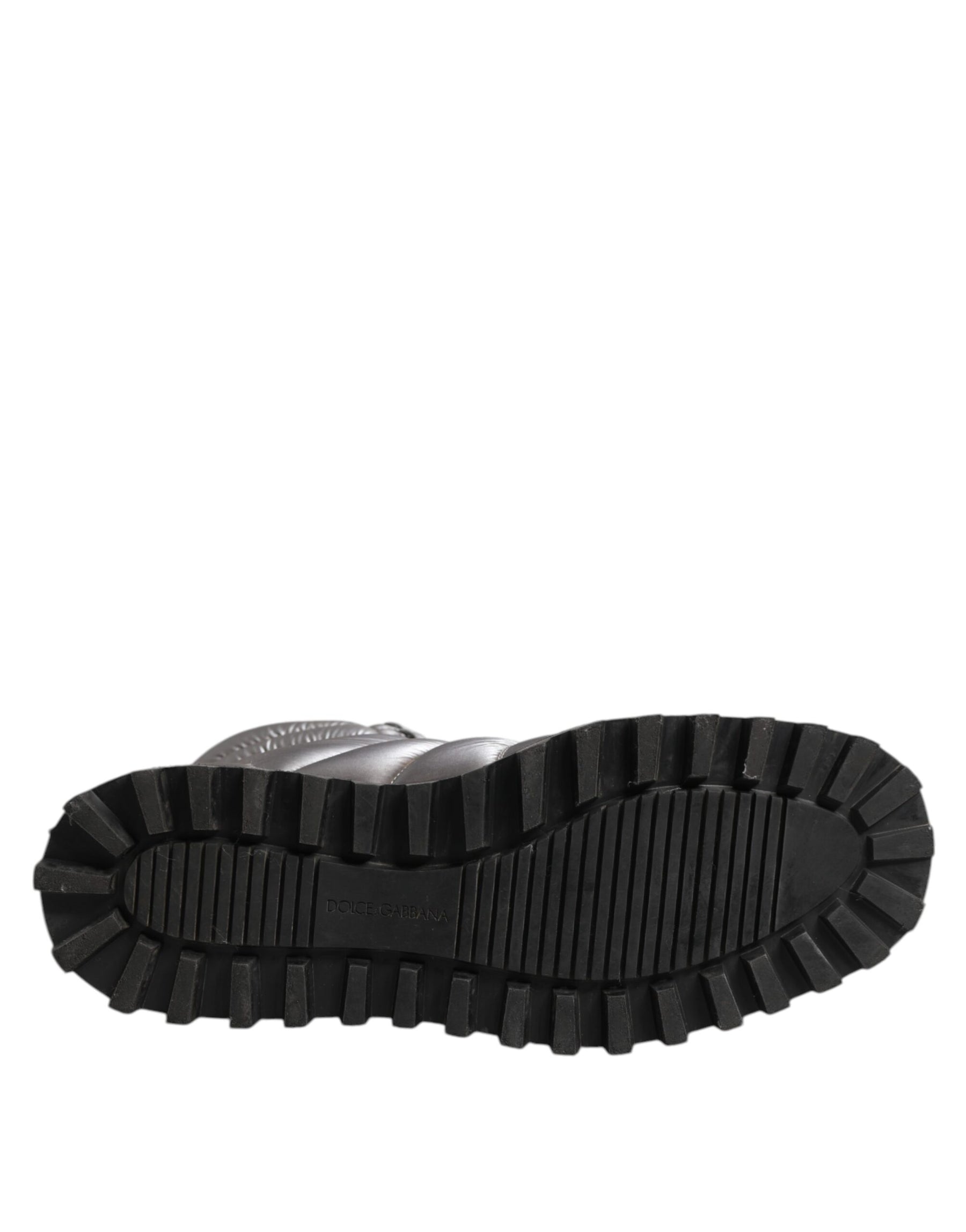 Dolce & Gabbana Silver Padded Mid Calf Lace Up Boots Shoes | Regal Royce