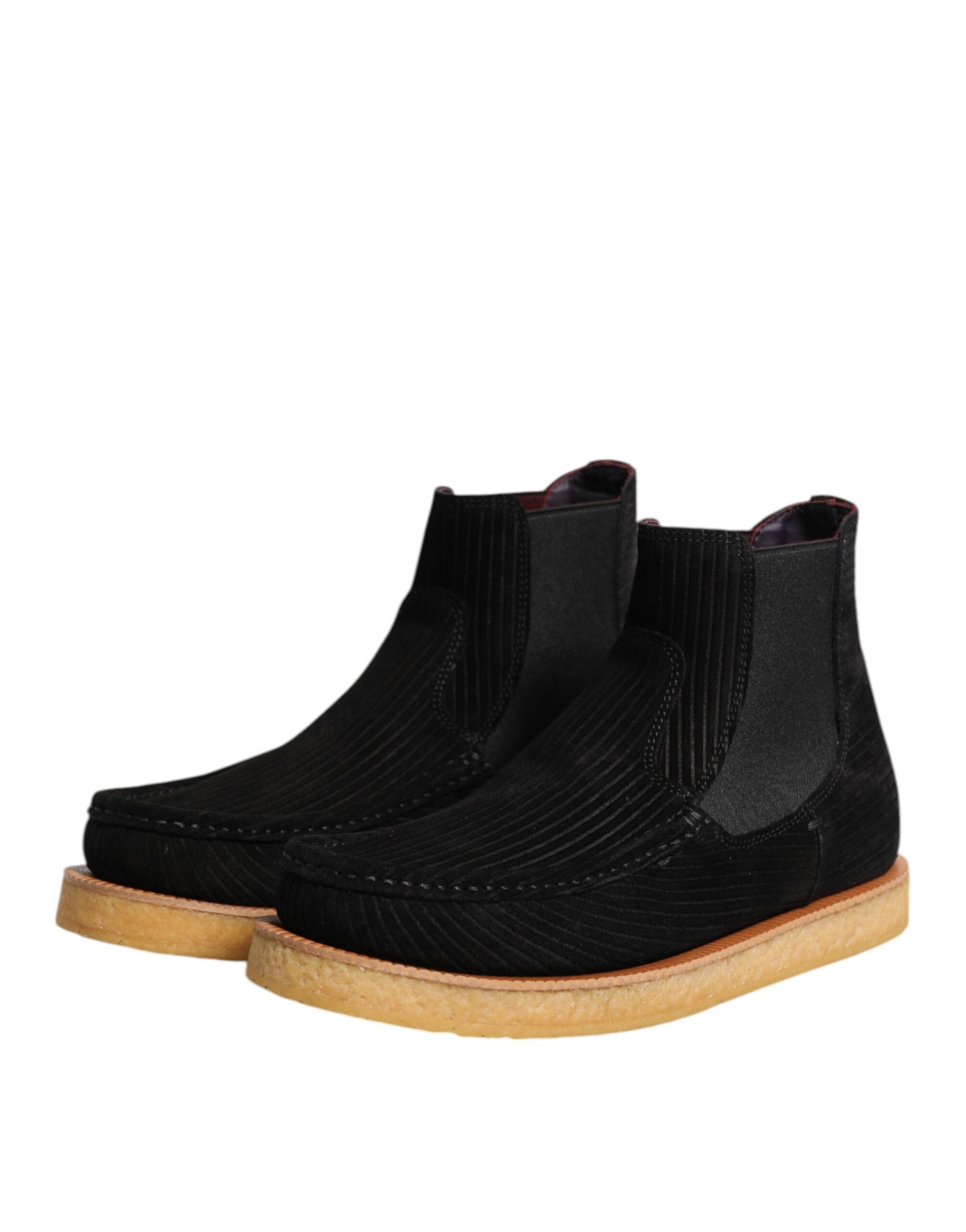 Dolce & Gabbana Black Calf Suede Slip On Ankle Boots Shoes | Regal Royce