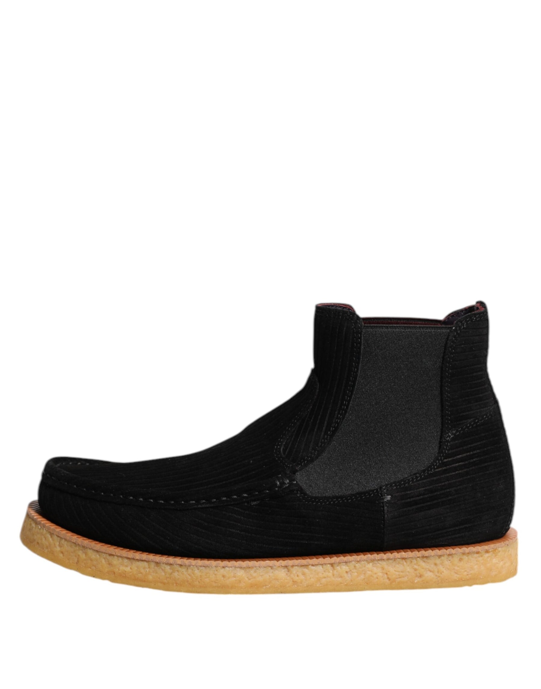 Dolce & Gabbana Black Calf Suede Slip On Ankle Boots Shoes | Regal Royce