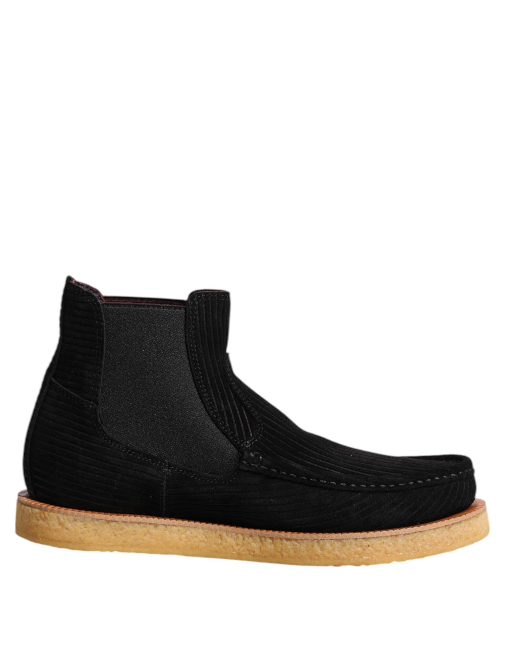 Dolce & Gabbana Black Calf Suede Slip On Ankle Boots Shoes | Regal Royce