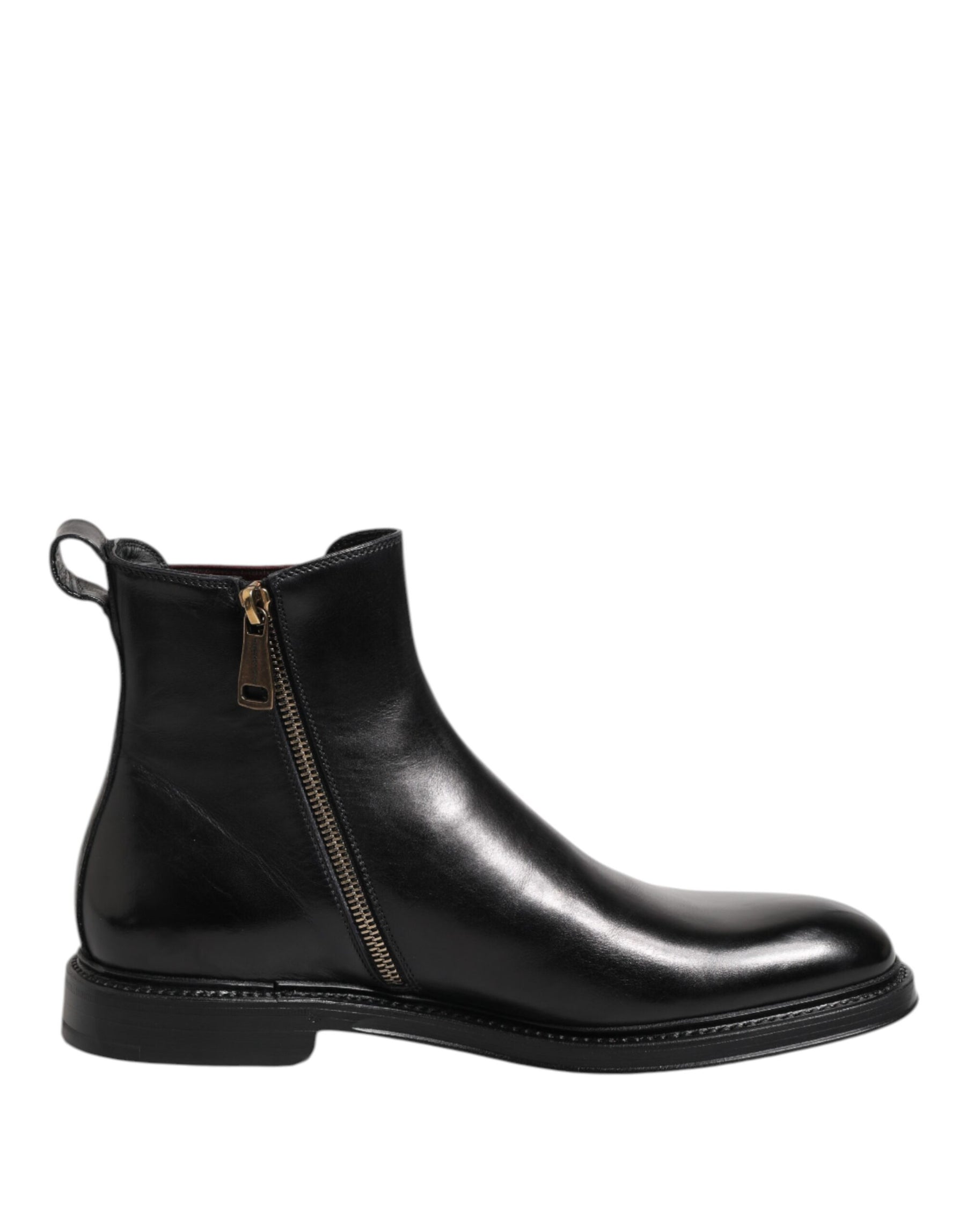 Dolce & Gabbana Black Chelsea Leather Mid Calf Boots Shoes | Regal Royce