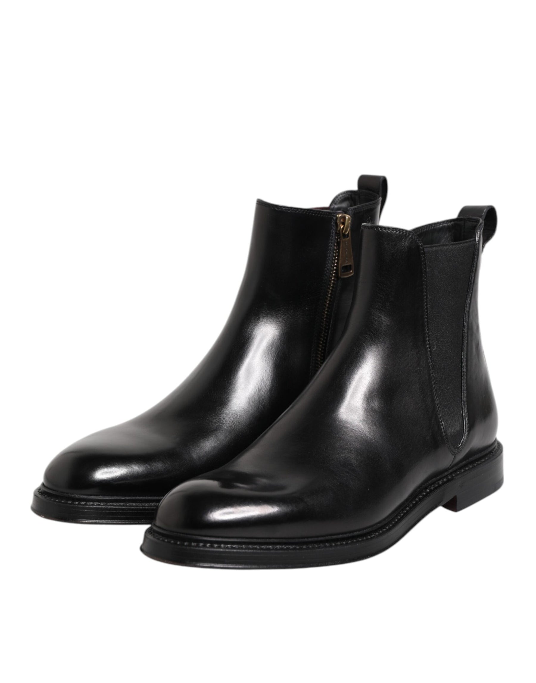 Dolce & Gabbana Black Chelsea Leather Mid Calf Boots Shoes | Regal Royce