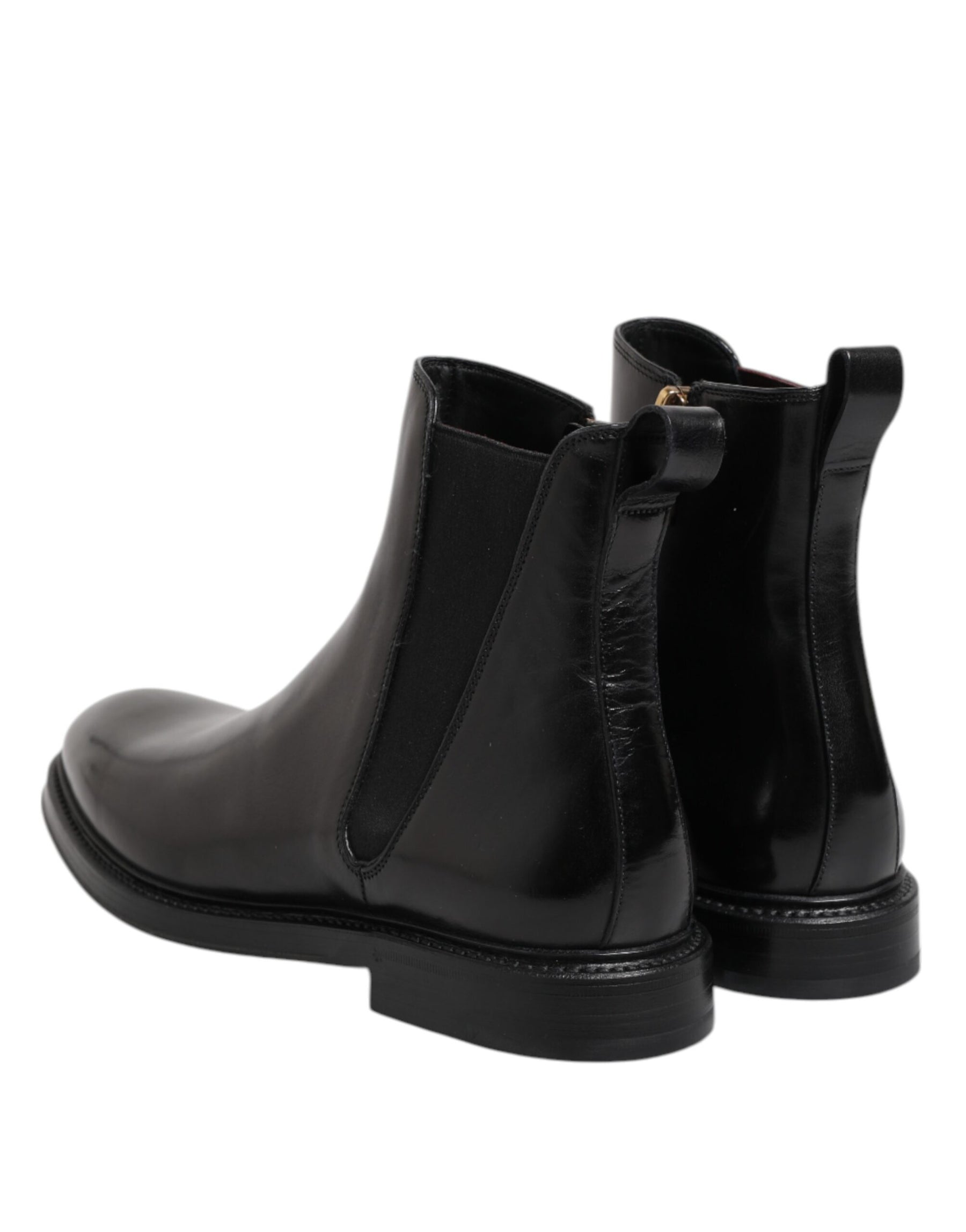 Dolce & Gabbana Black Chelsea Leather Mid Calf Boots Shoes | Regal Royce
