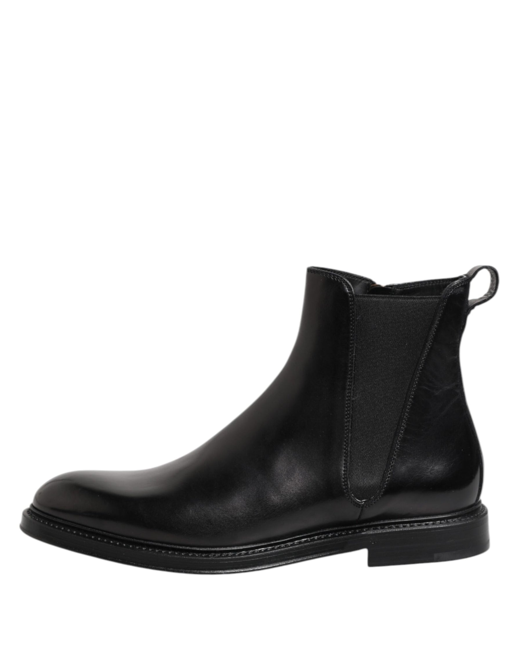 Dolce & Gabbana Black Chelsea Leather Mid Calf Boots Shoes | Regal Royce