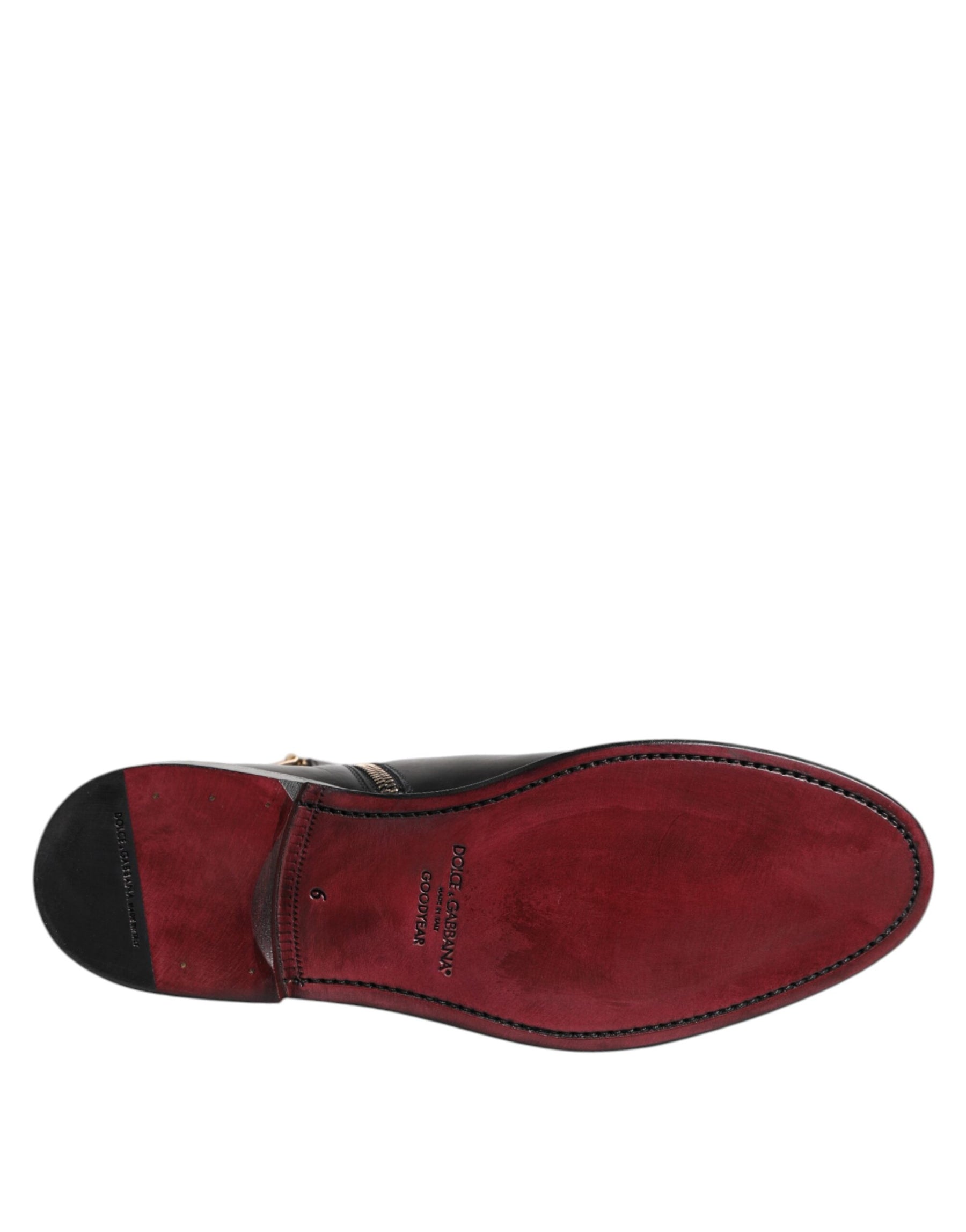 Dolce & Gabbana Black Chelsea Leather Mid Calf Boots Shoes | Regal Royce