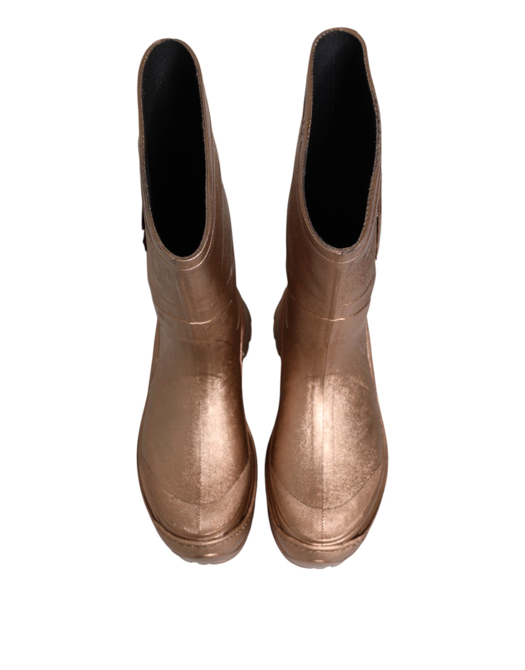 Dolce & Gabbana Metallic Gold Pull On Rain Boots Shoes | Regal Royce