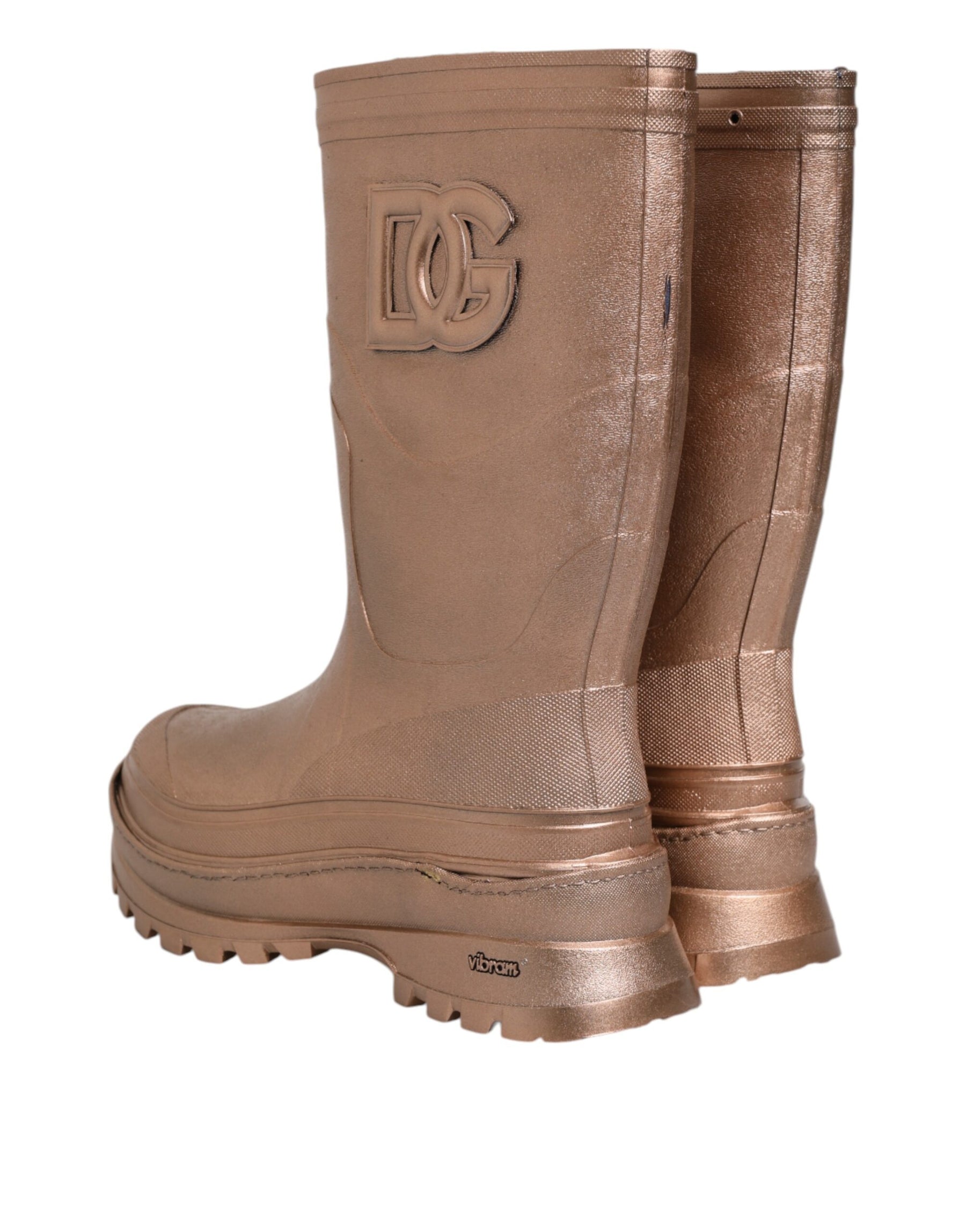 Dolce & Gabbana Metallic Gold Pull On Rain Boots Shoes | Regal Royce