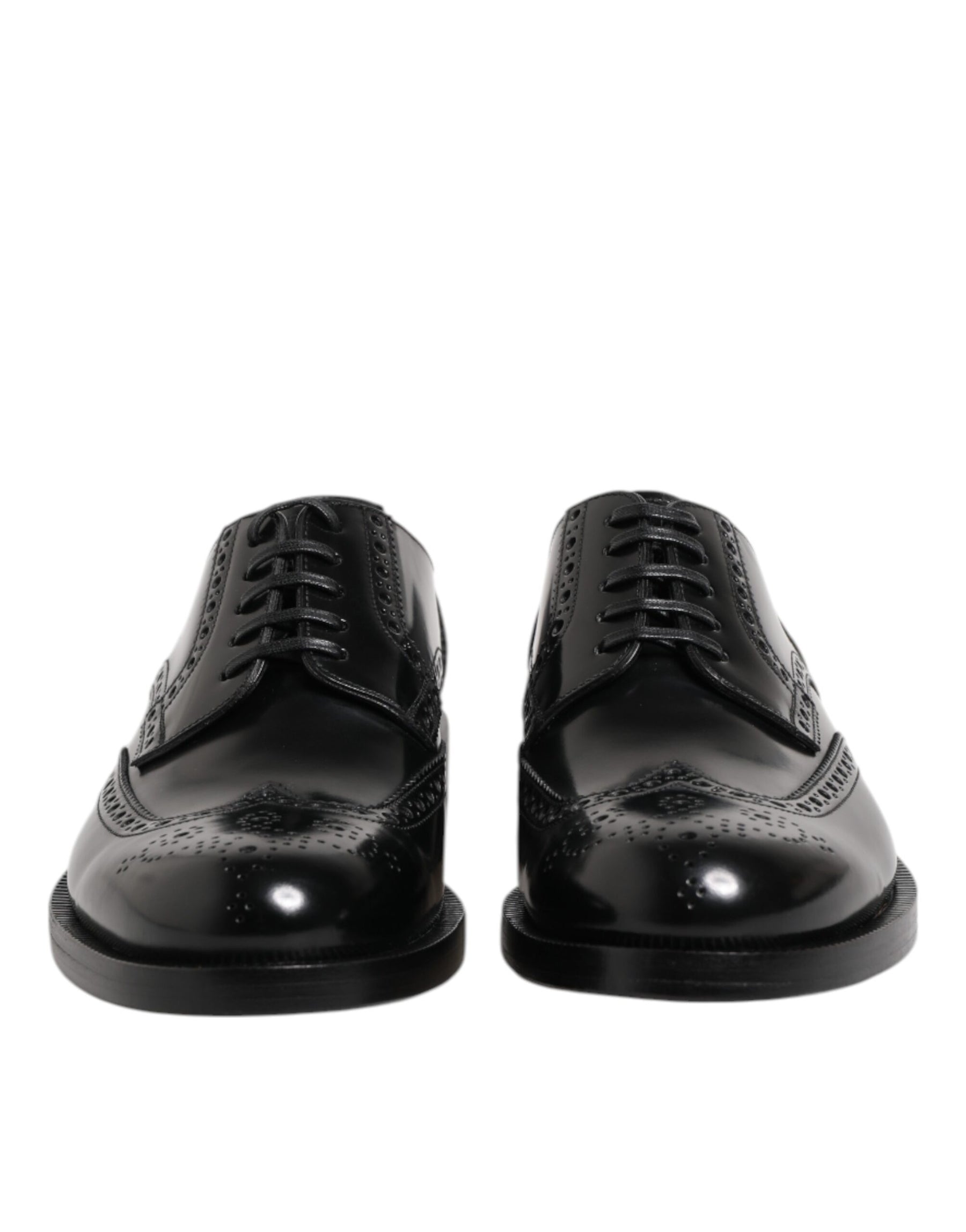 Dolce & Gabbana Black Leather Derby Wingtip Formal Shoes | Regal Royce