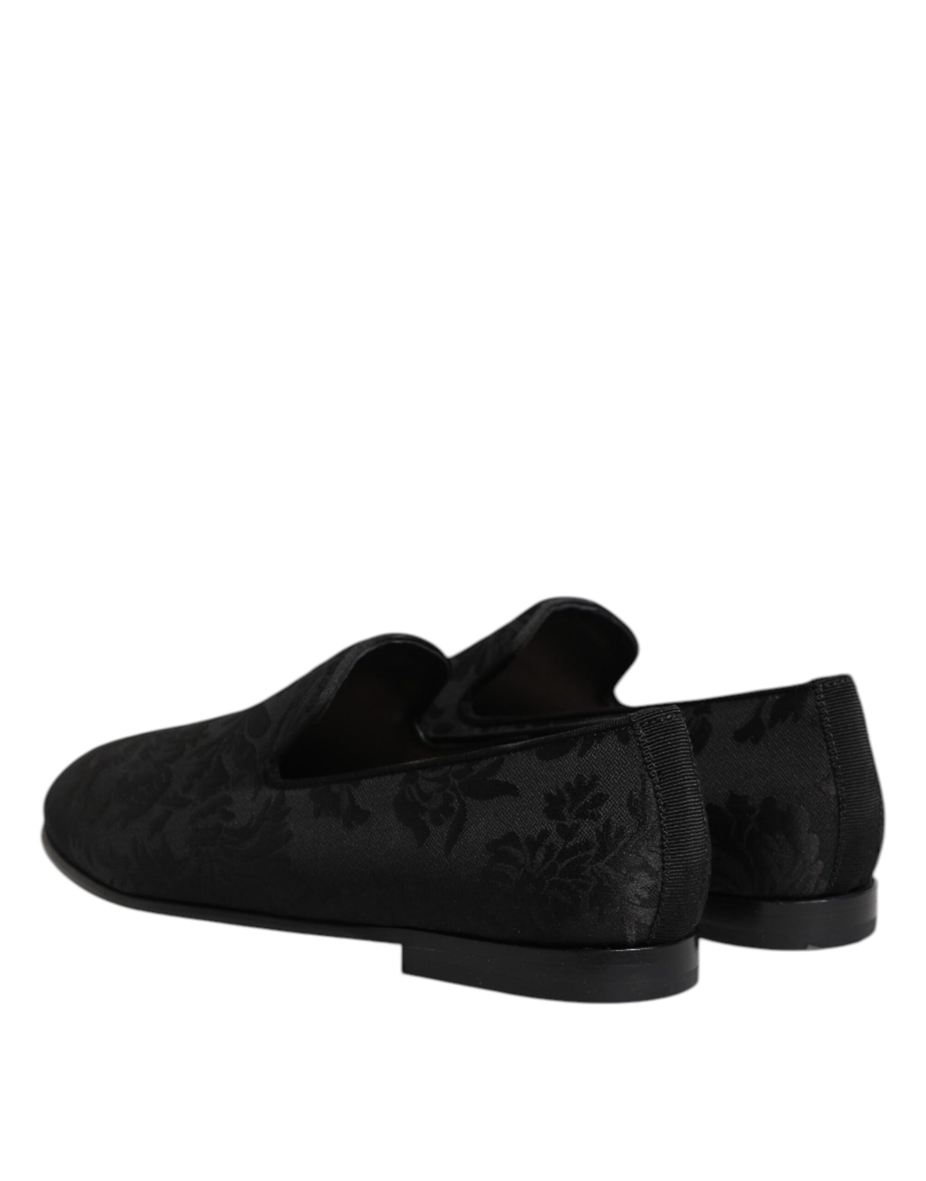 Dolce & Gabbana Black Floral Brocade Loafers Men Dress Shoes | Regal Royce
