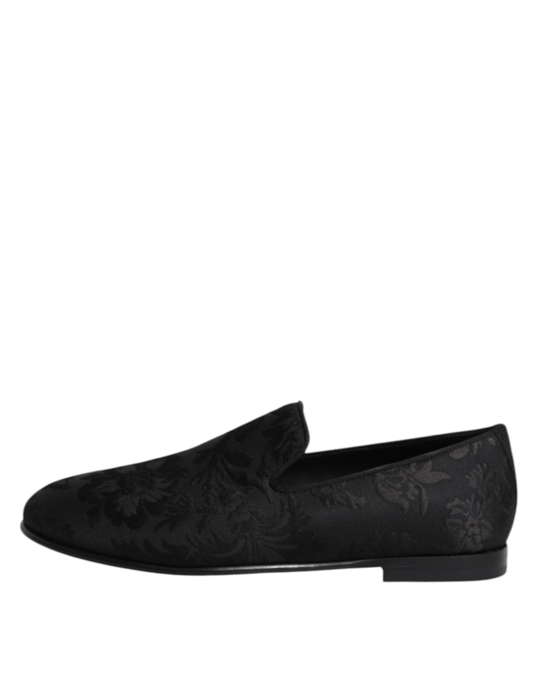 Dolce & Gabbana Black Floral Brocade Loafers Men Dress Shoes | Regal Royce