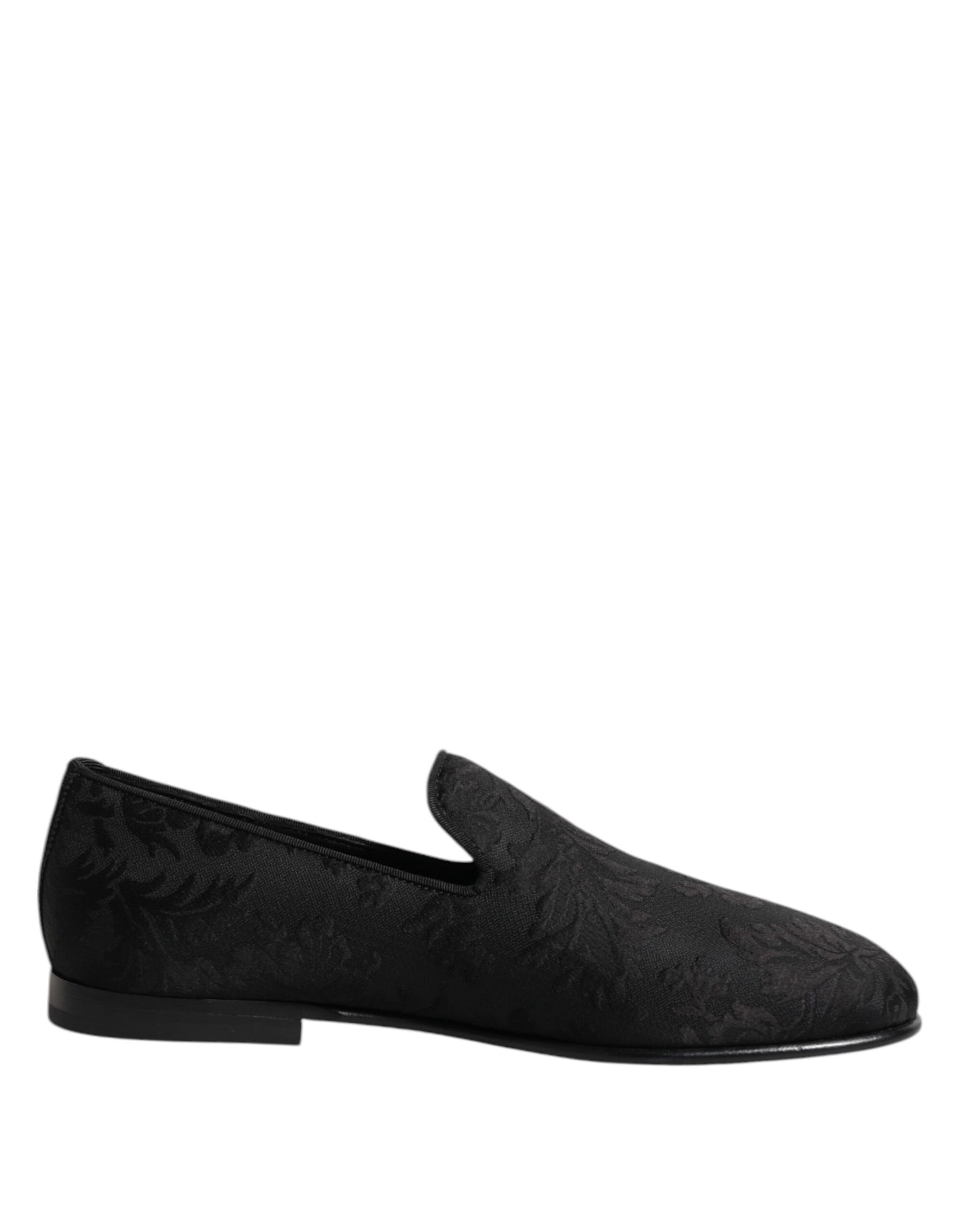 Dolce & Gabbana Black Floral Brocade Loafers Men Dress Shoes | Regal Royce