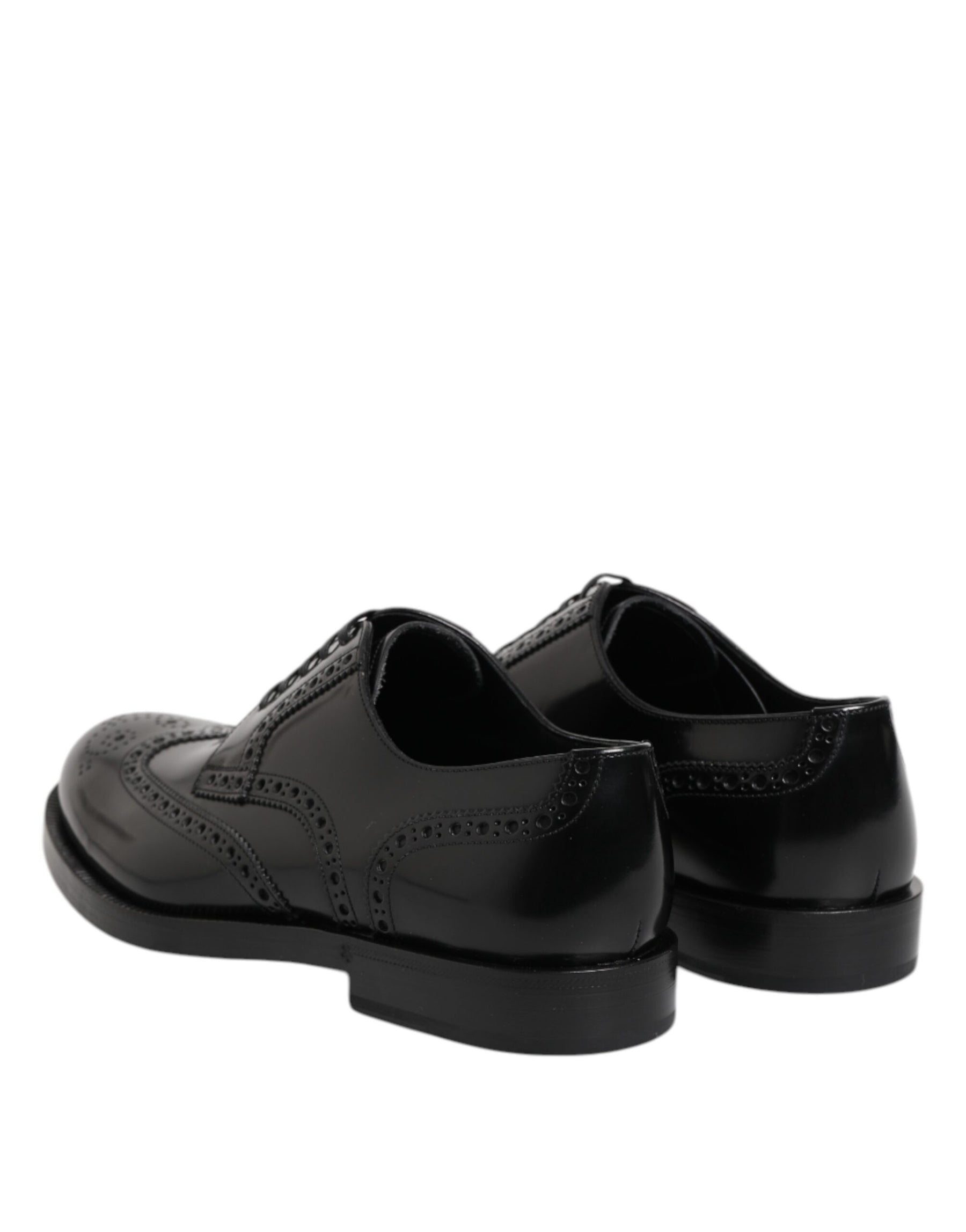 Dolce & Gabbana Black Leather Derby Wingtip Formal Shoes | Regal Royce