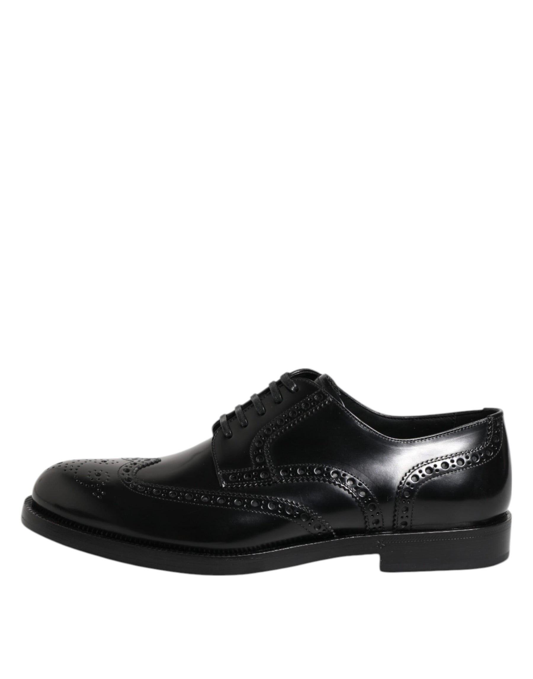 Dolce & Gabbana Black Leather Derby Wingtip Formal Shoes | Regal Royce
