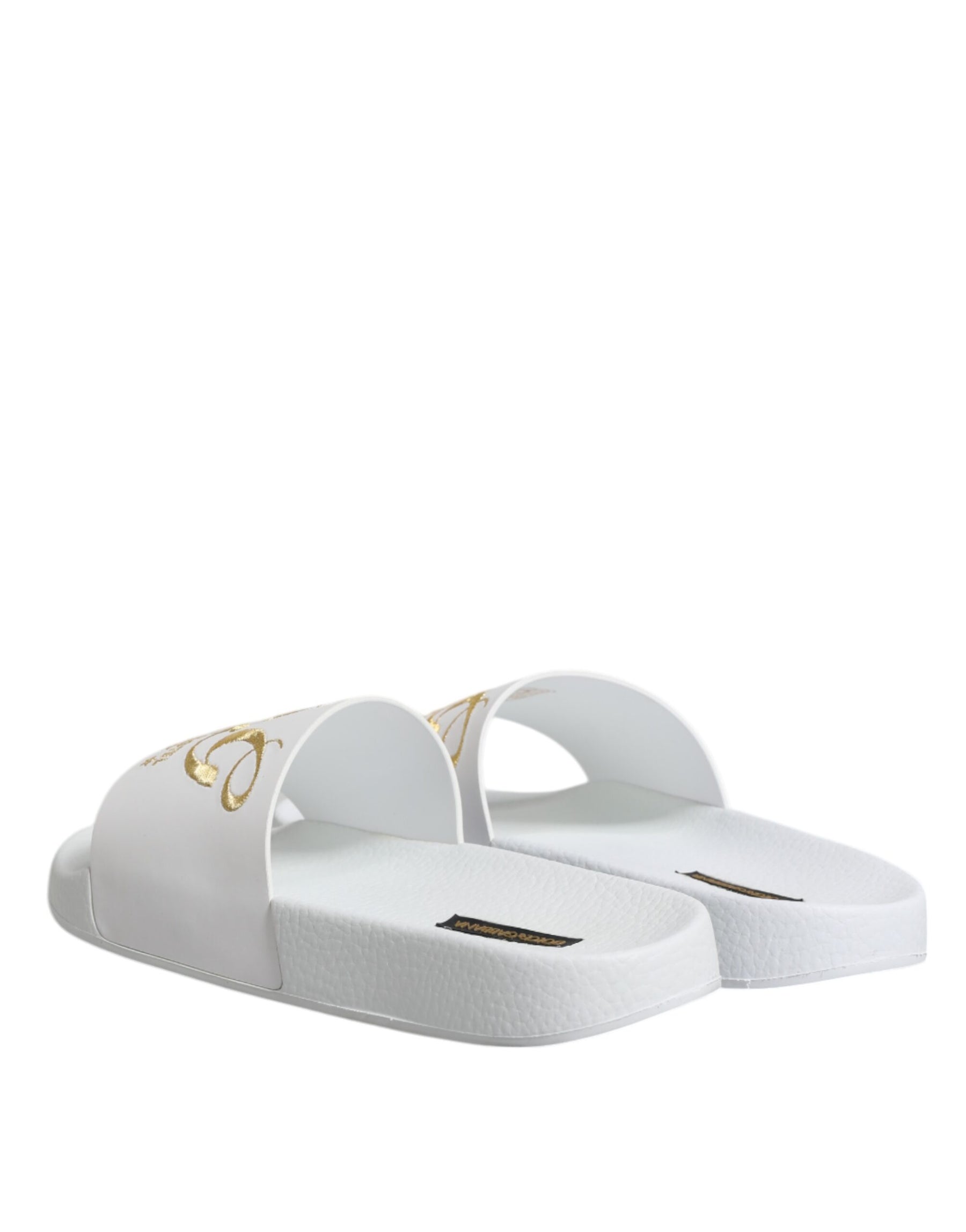 Dolce & Gabbana White Leather Slides Sandals Beachwear Shoes | Regal Royce