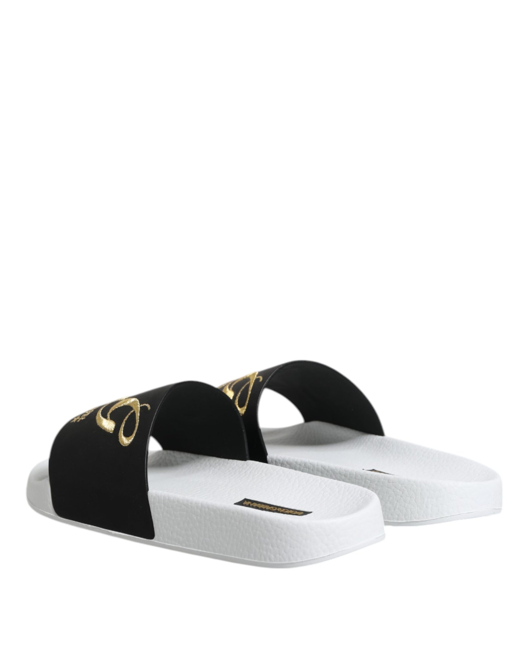 Dolce & Gabbana White Black Leather Sandals Beachwear Shoes | Regal Royce