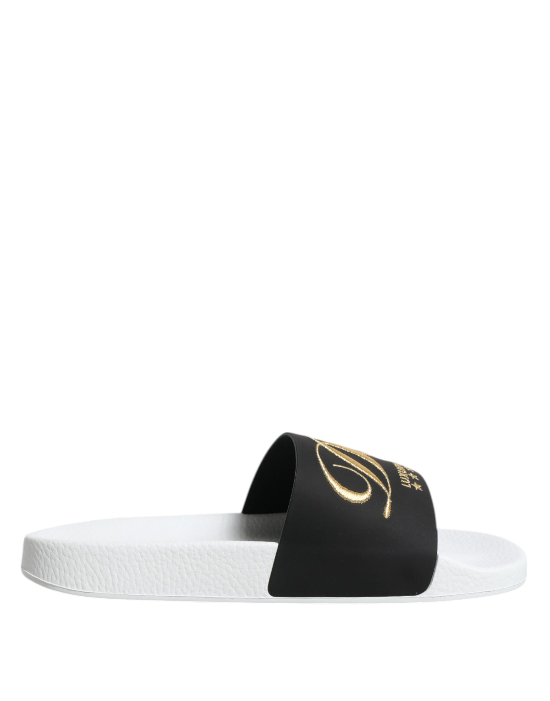 Dolce & Gabbana White Black Leather Sandals Beachwear Shoes | Regal Royce