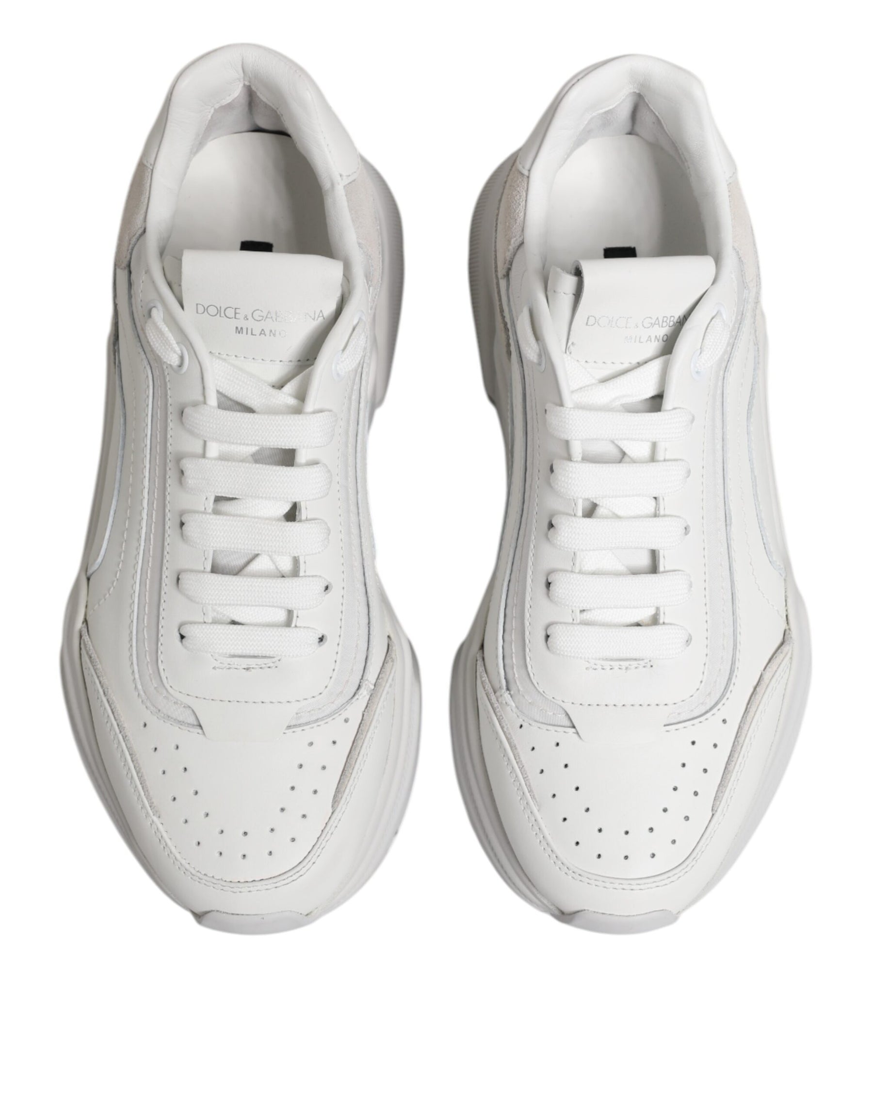 Dolce & Gabbana White Leather Daymaster Low Top Sneakers Shoes | Regal Royce