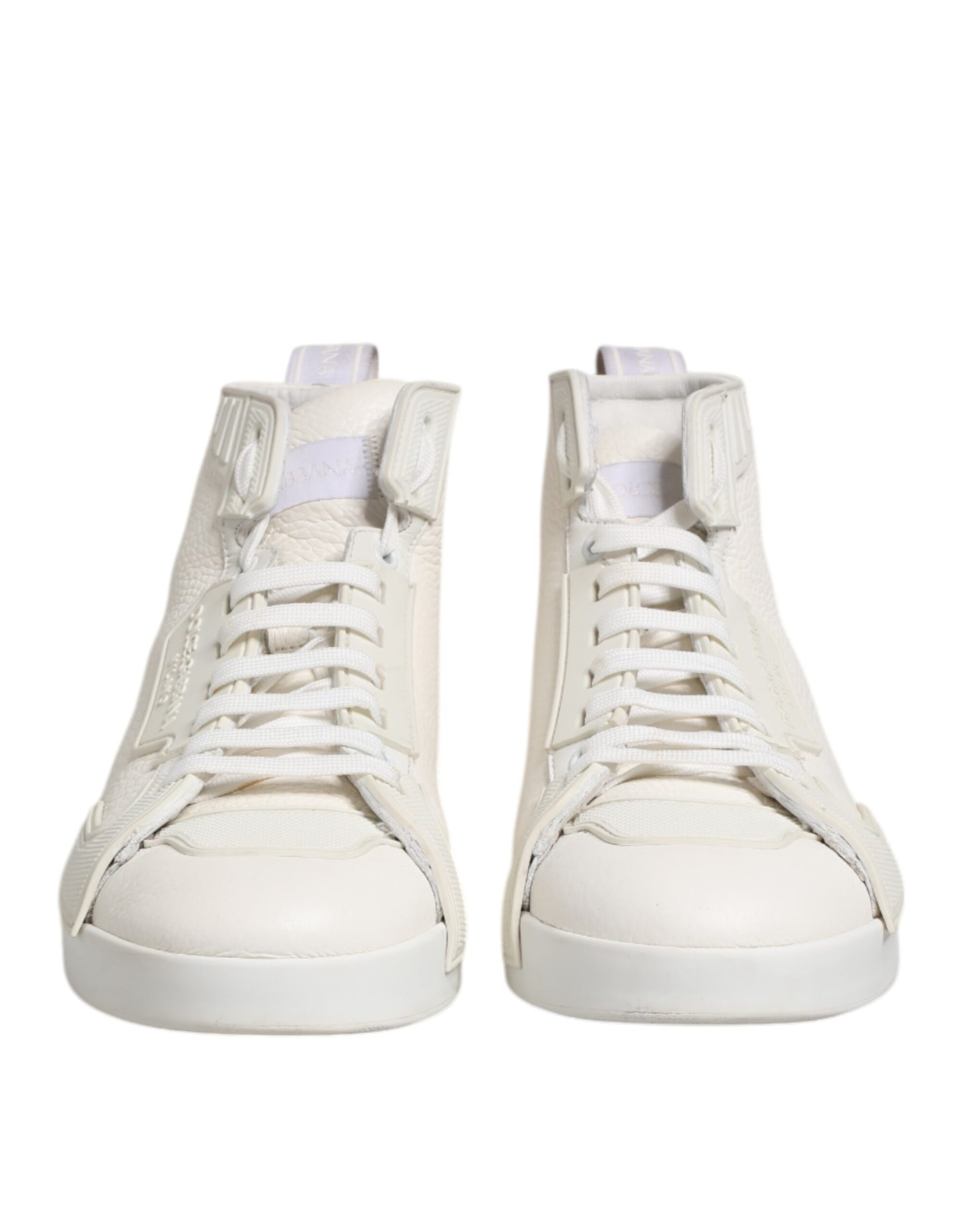 Dolce & Gabbana White Leather Mid Top Sneakers Shoes | Regal Royce