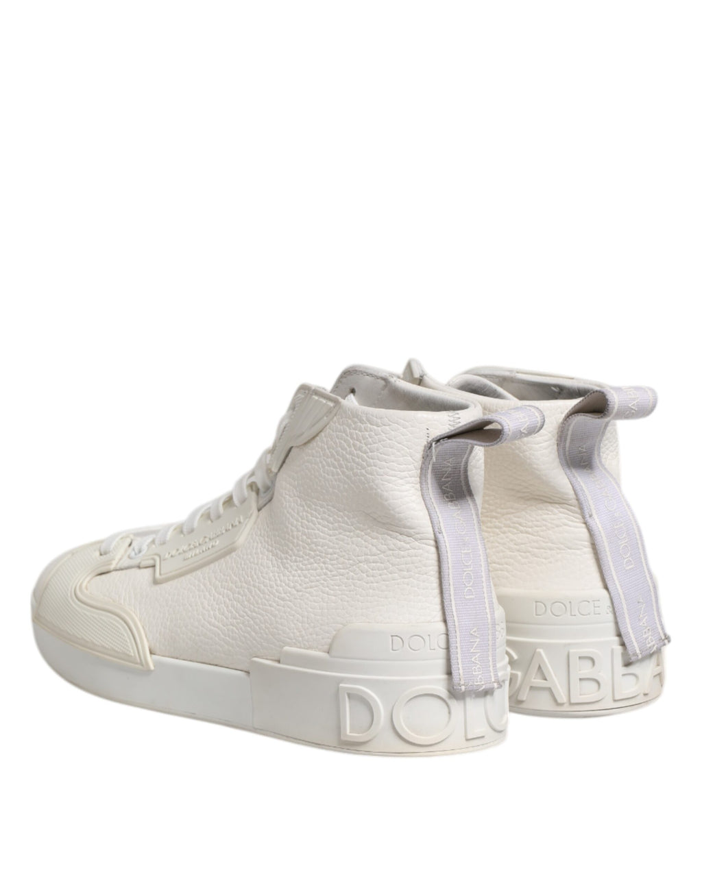 Dolce & Gabbana White Leather Mid Top Sneakers Shoes