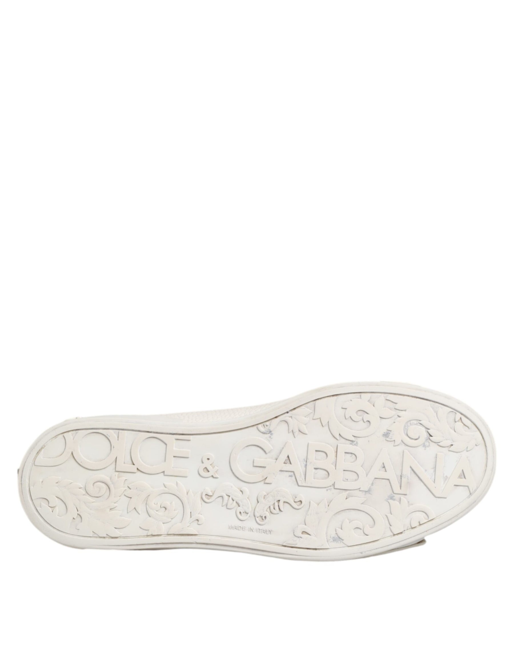 Dolce & Gabbana White Leather Mid Top Sneakers Shoes | Regal Royce