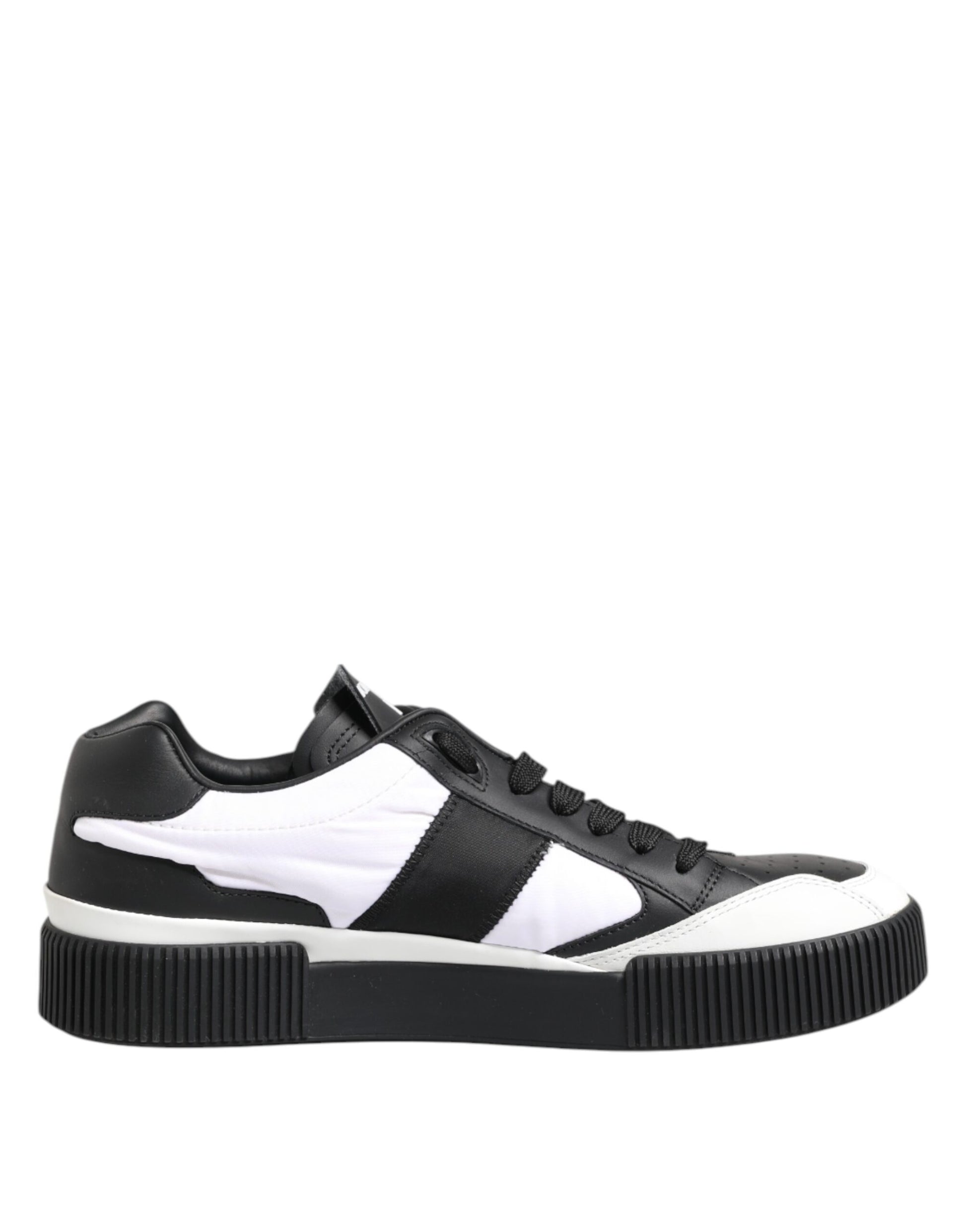 Dolce & Gabbana Black White Leather MIAMI Low Top Sneakers Shoes