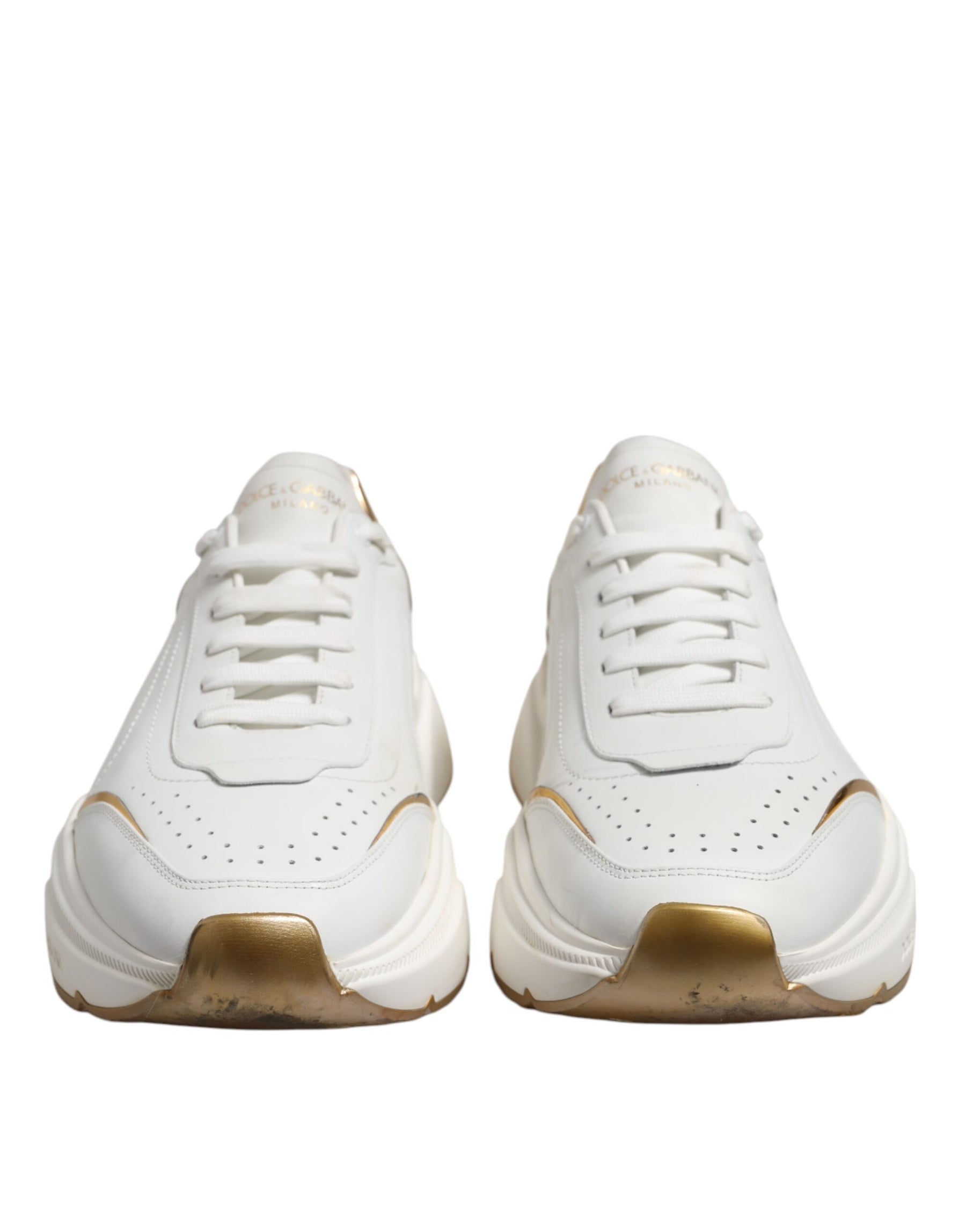 Dolce & Gabbana White Daymaster Leather Low Top Sneakers Shoes | Regal Royce