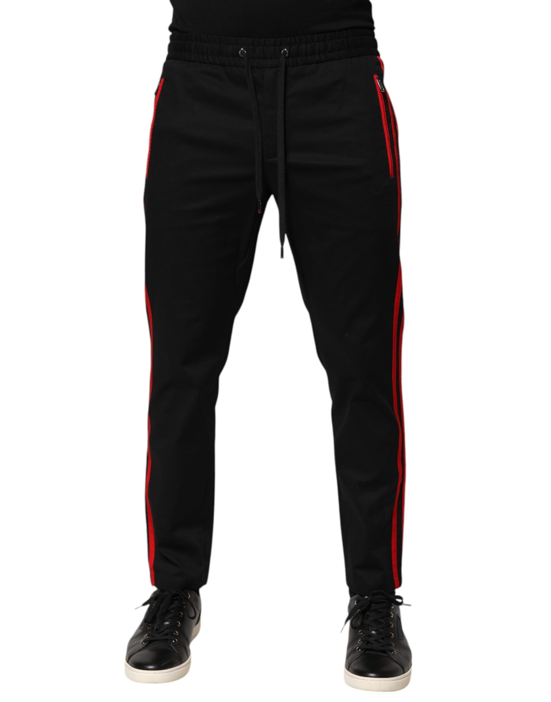 Dolce & Gabbana Red Stripe Cotton Logo Jogger Sweatpants Pants | Regal Royce