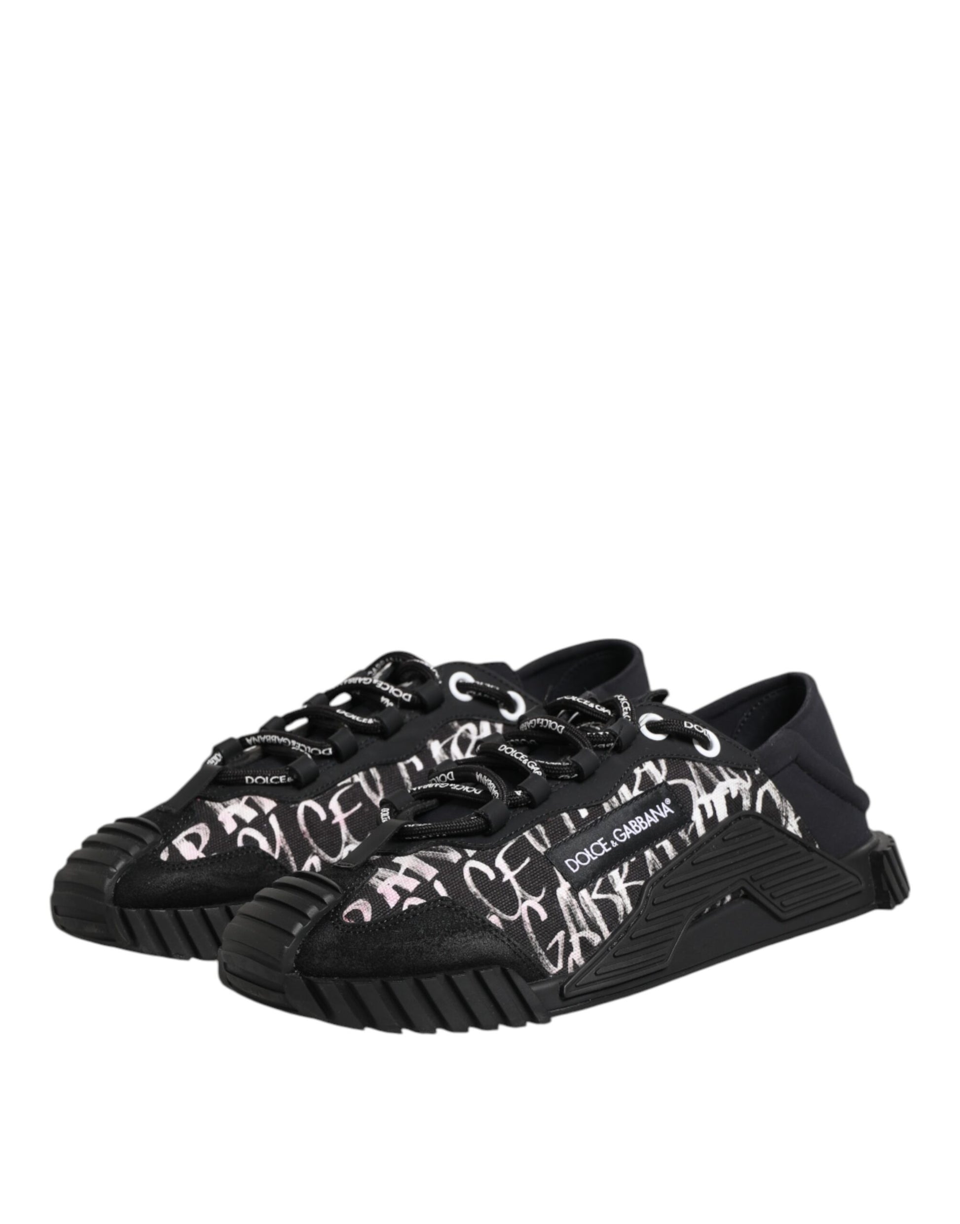 Dolce & Gabbana Black White NS1 Lace Up Low Top Sneakers Shoes