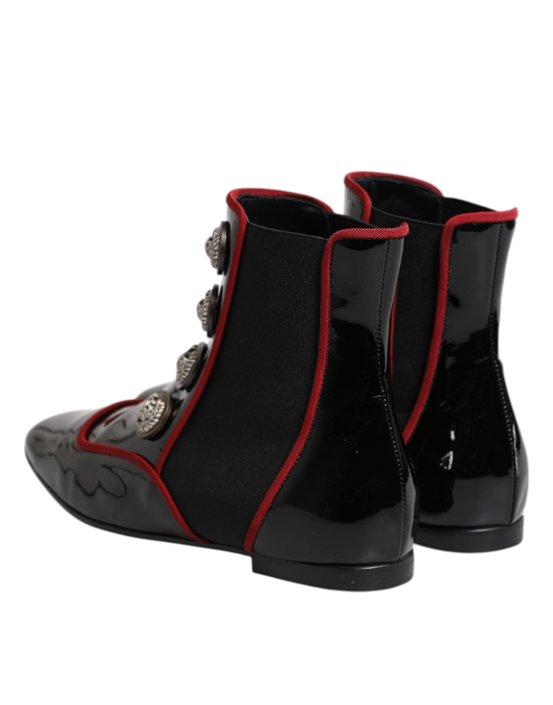 Dolce & Gabbana Black Jackie Buttoned Chelsea Boots Shoes | Regal Royce