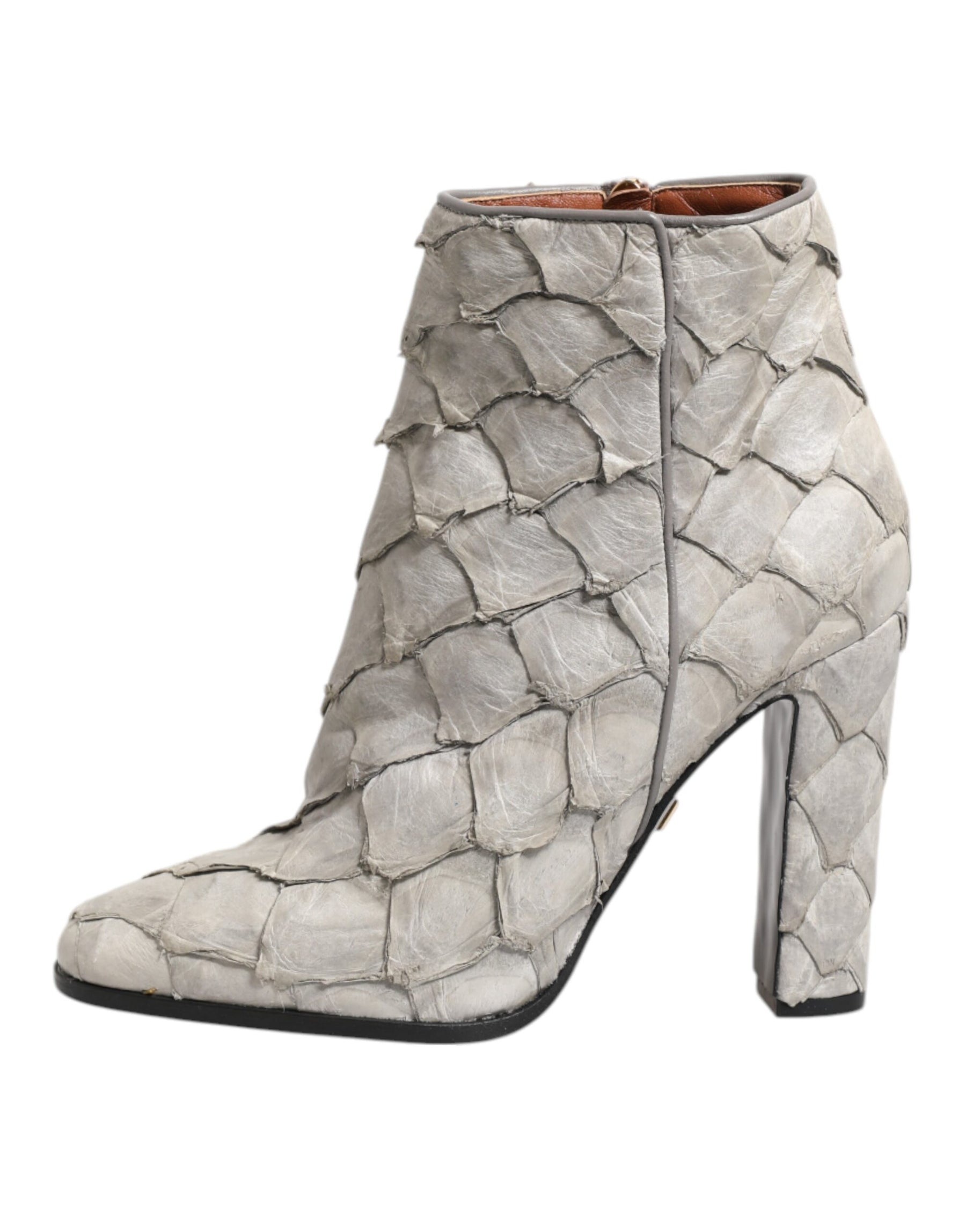 Dolce & Gabbana Off White Leather Heels Ankle Boots Shoes | Regal Royce