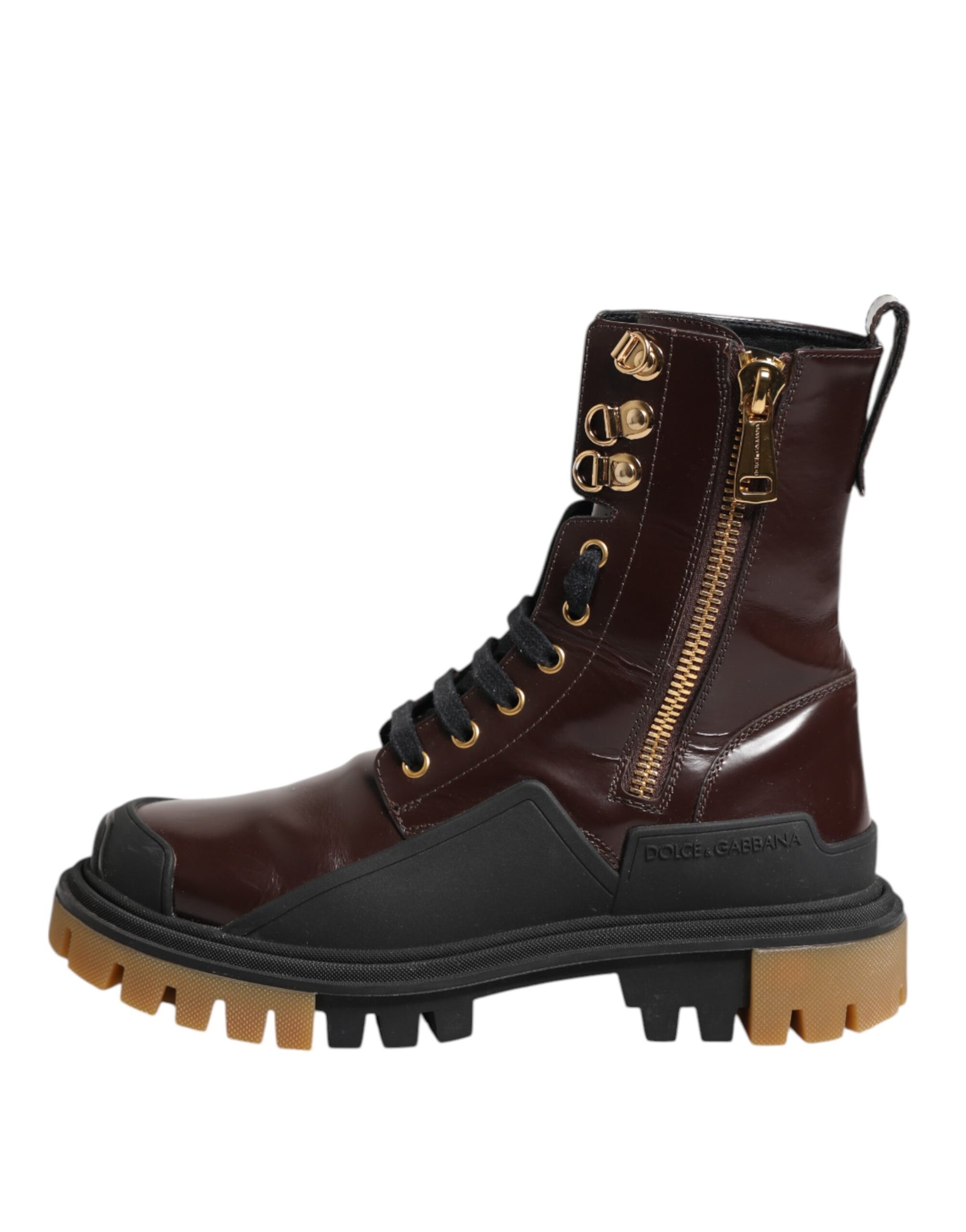 Dolce & Gabbana Maroon Leather Mid Calf Biker Boots Shoes | Regal Royce