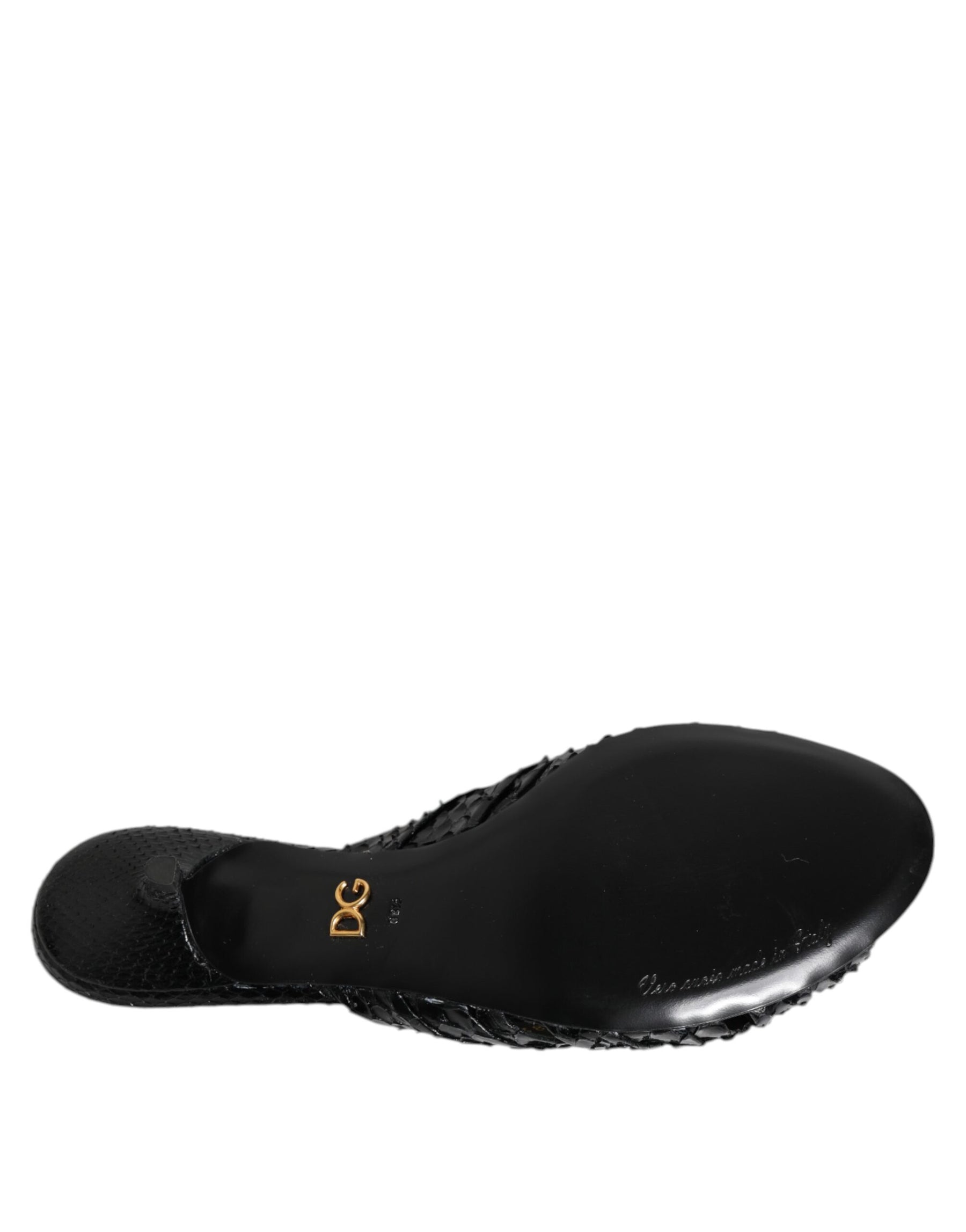Dolce & Gabbana Black Leather Heels Slides Sandals Shoes | Regal Royce
