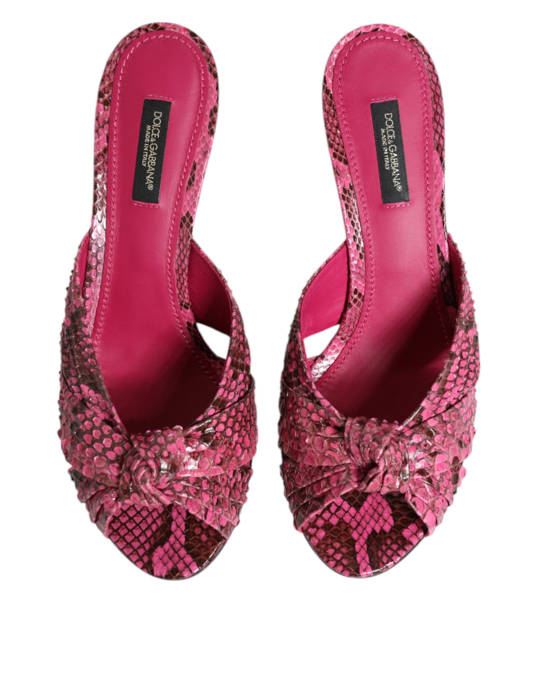 Dolce & Gabbana Pink Leather Heels Slides Sandals Shoes | Regal Royce