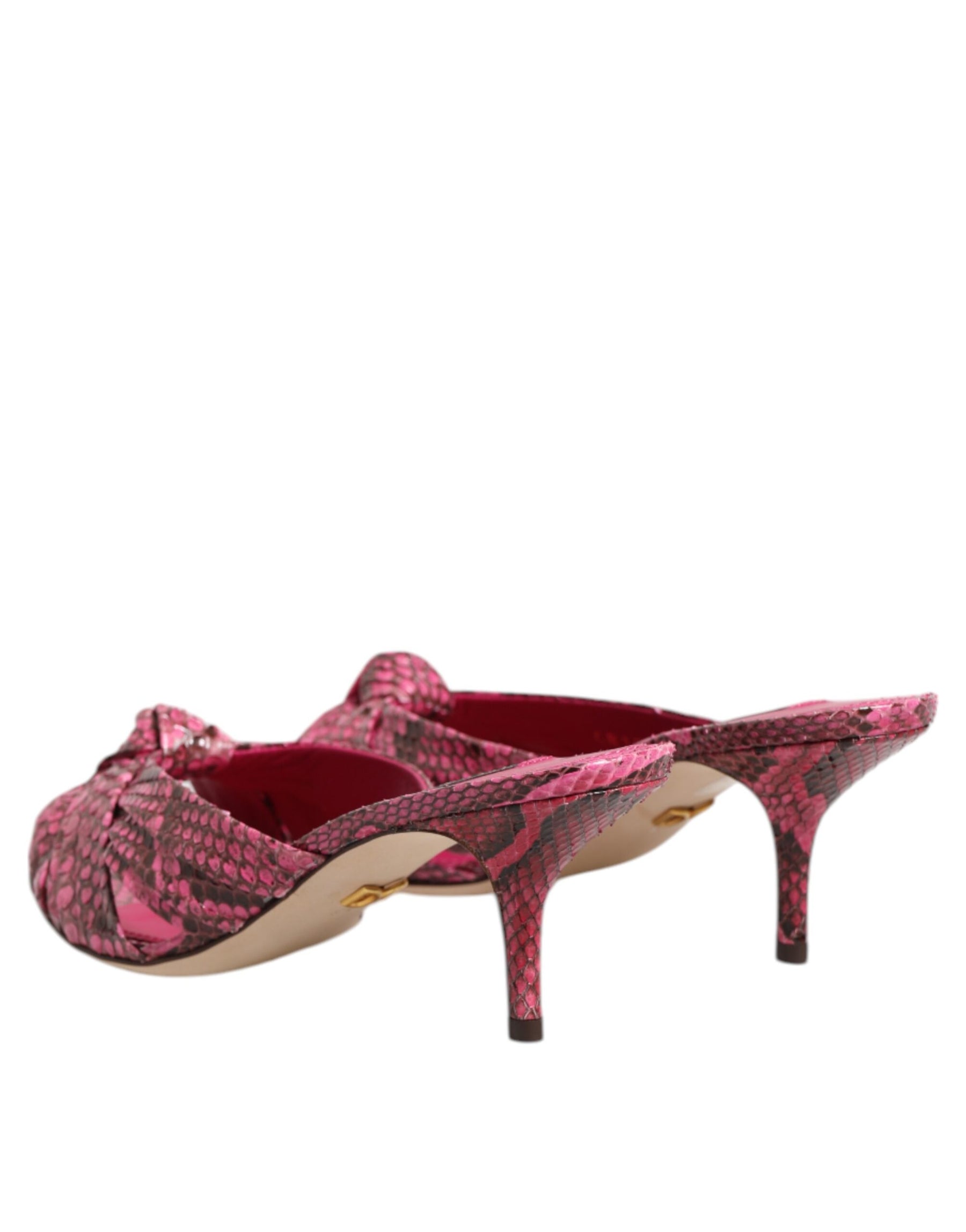 Dolce & Gabbana Pink Leather Heels Slides Sandals Shoes | Regal Royce