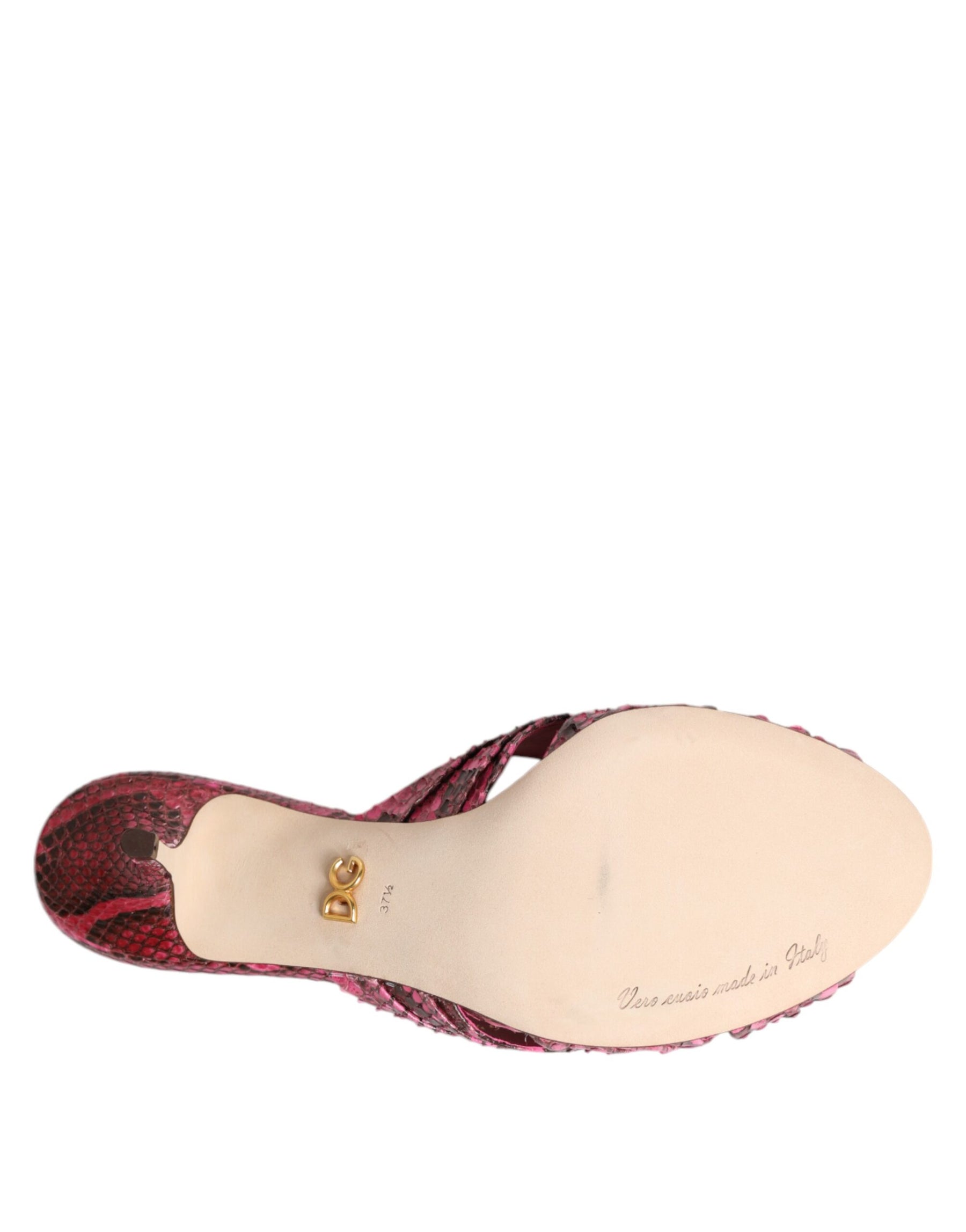 Dolce & Gabbana Pink Leather Heels Slides Sandals Shoes | Regal Royce