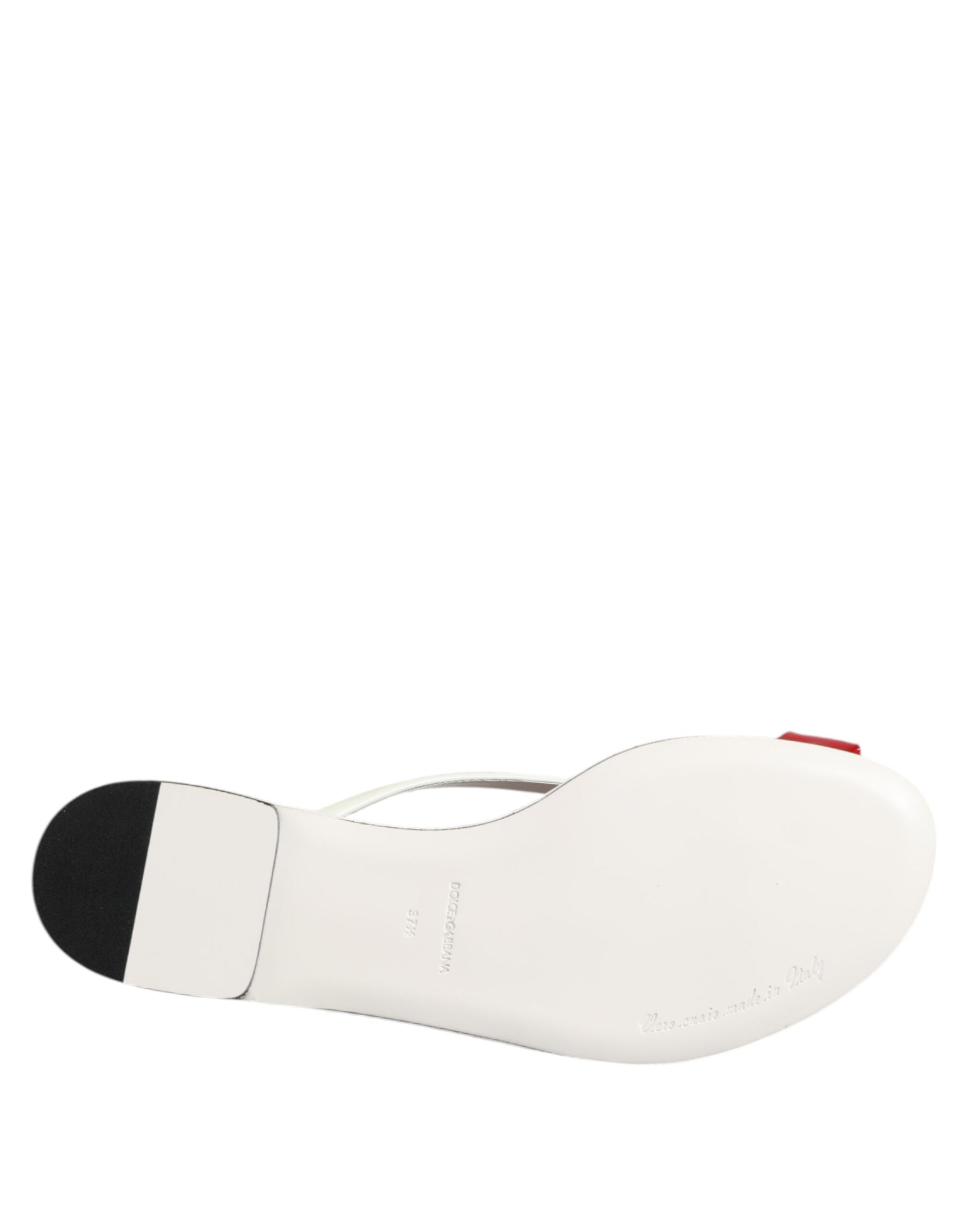 Dolce & Gabbana Red White KEIRA Flower Leather Sandals Shoes | Regal Royce