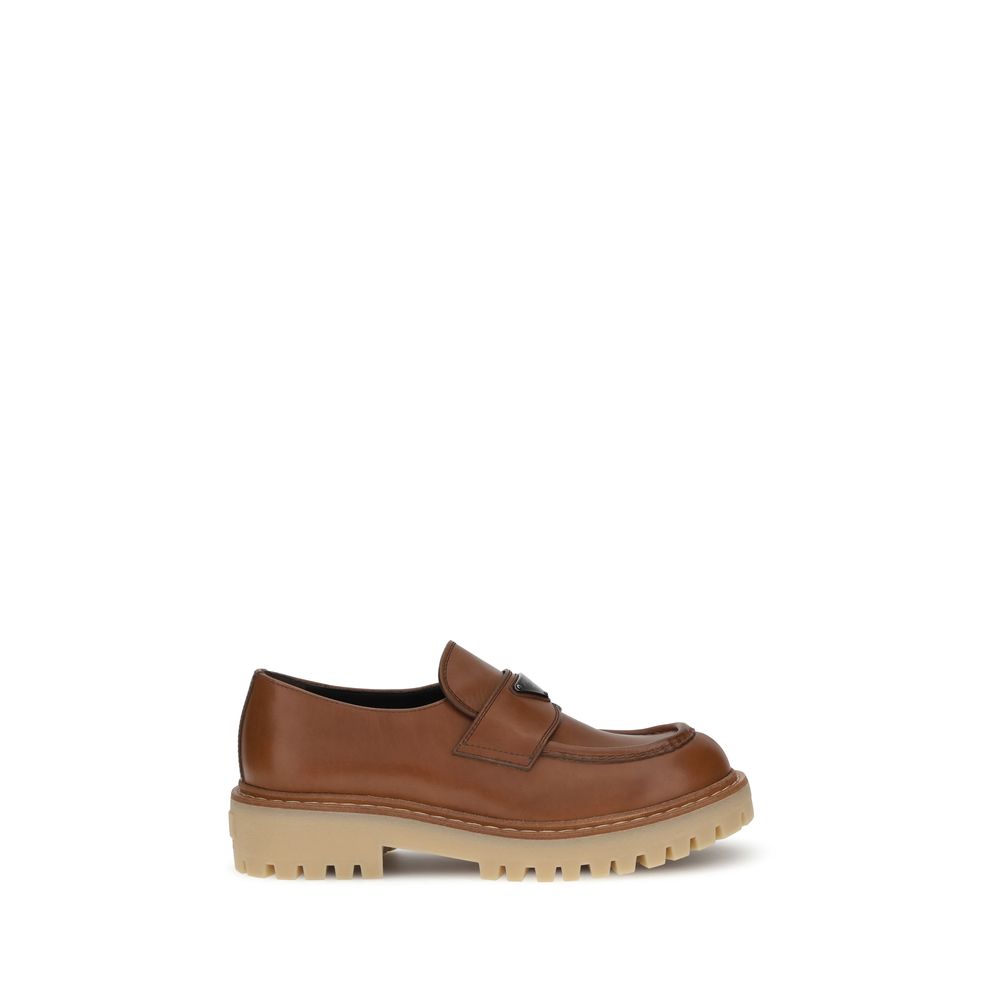 Prada Brown Calf Leather Bos Taurus Slip-On Loafers | Regal Royce