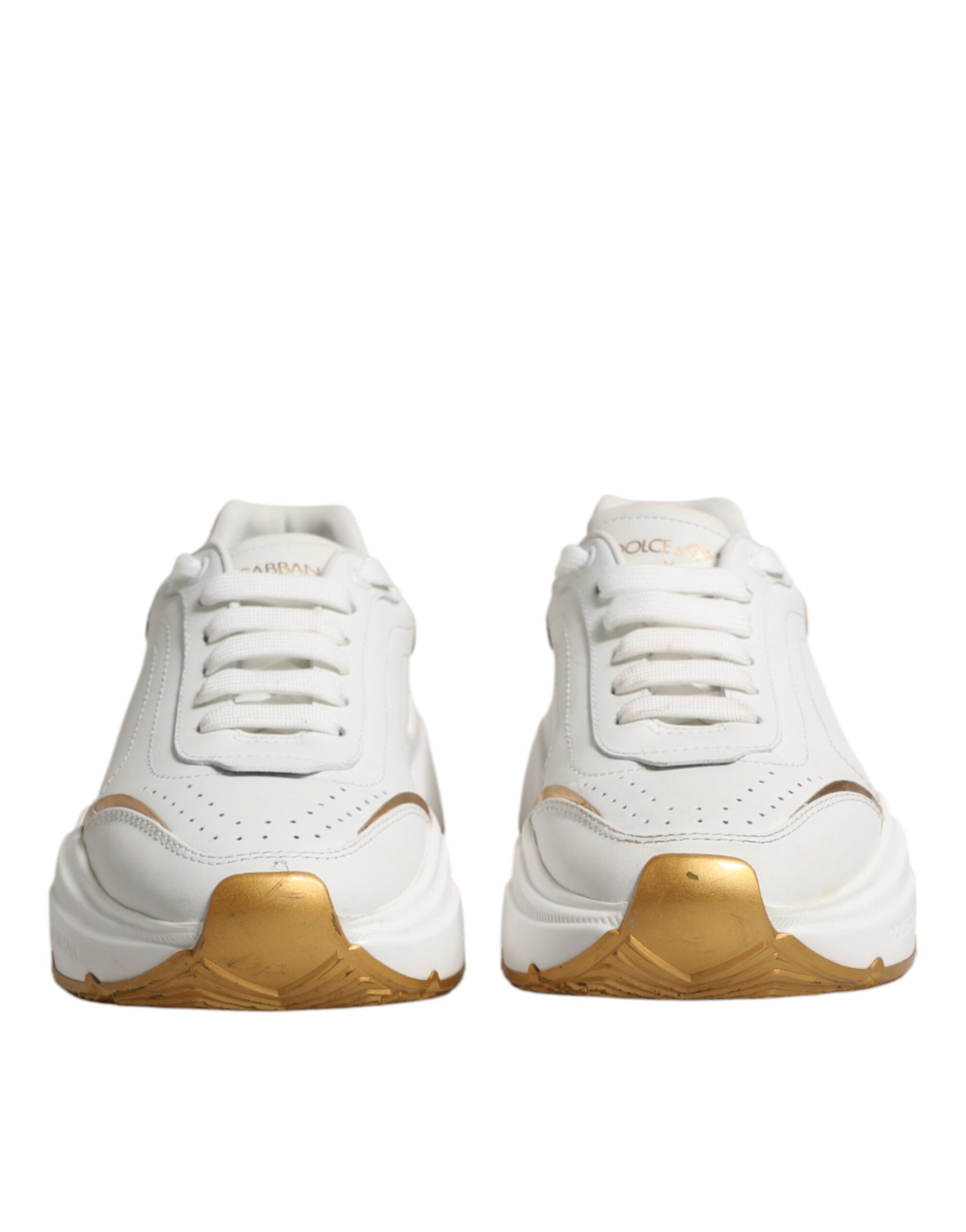 Dolce & Gabbana White Gold Daymaster Low Top Sneakers Shoes | Regal Royce