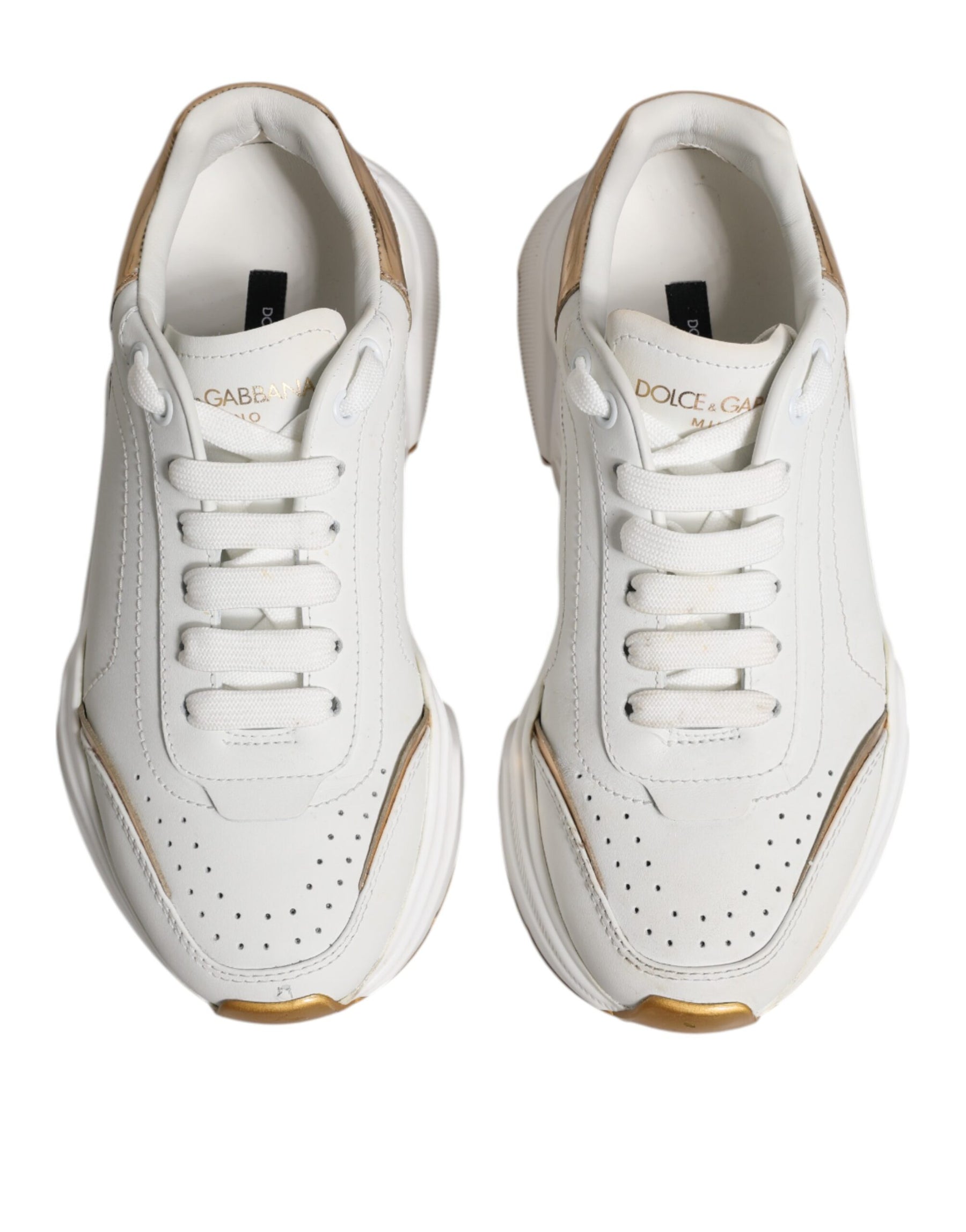 Dolce & Gabbana White Gold Daymaster Low Top Sneakers Shoes | Regal Royce