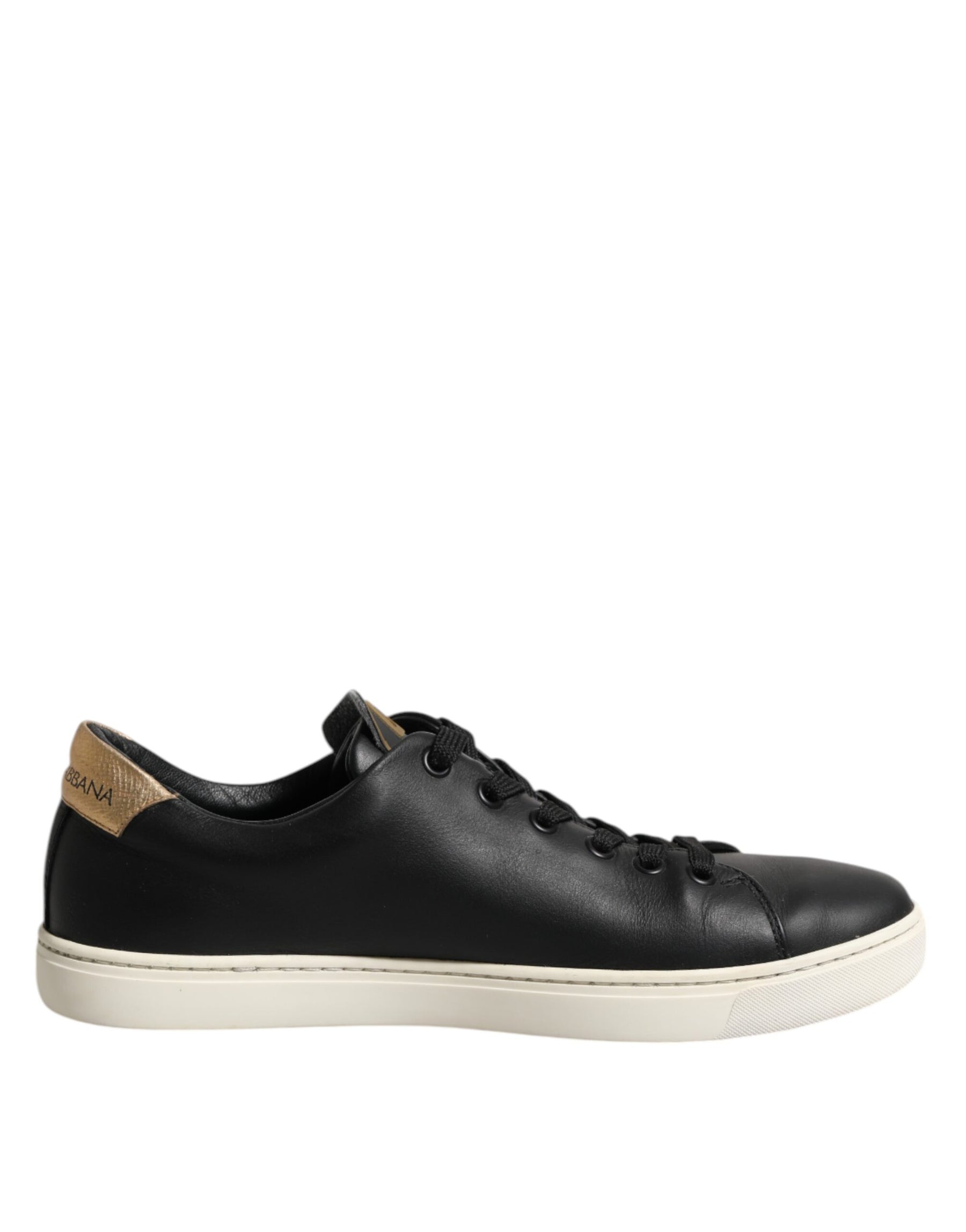 Dolce & Gabbana Black Leather Sacred Heart Sneakers Shoes | Regal Royce