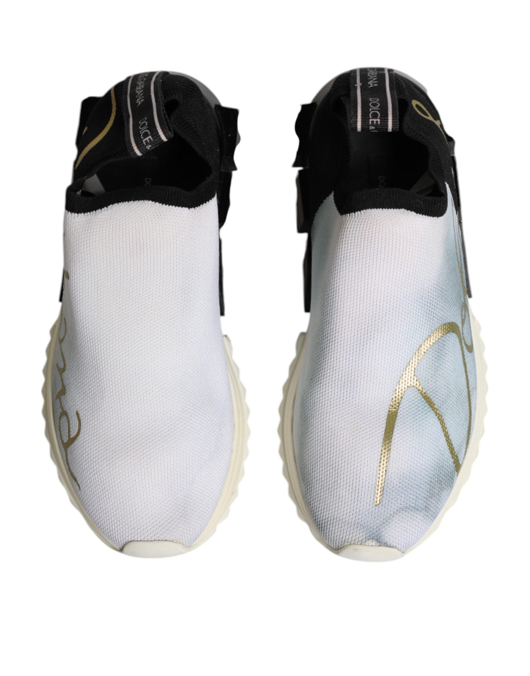 Dolce & Gabbana White Black Low Top Sorrento Sneakers Shoes | Regal Royce