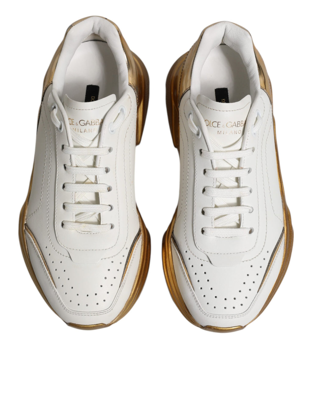 Dolce & Gabbana White Gold Daymaster Low Top Sneakers Shoes