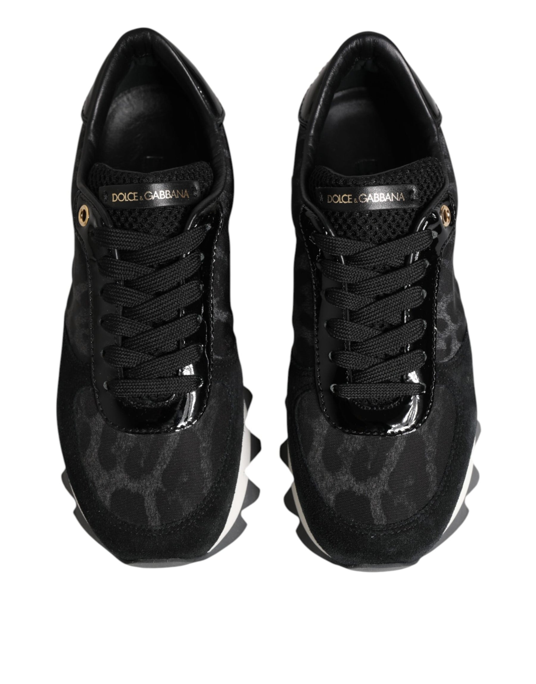 Dolce & Gabbana Black Gray Leopard Low Top Sneakers Shoes | Regal Royce
