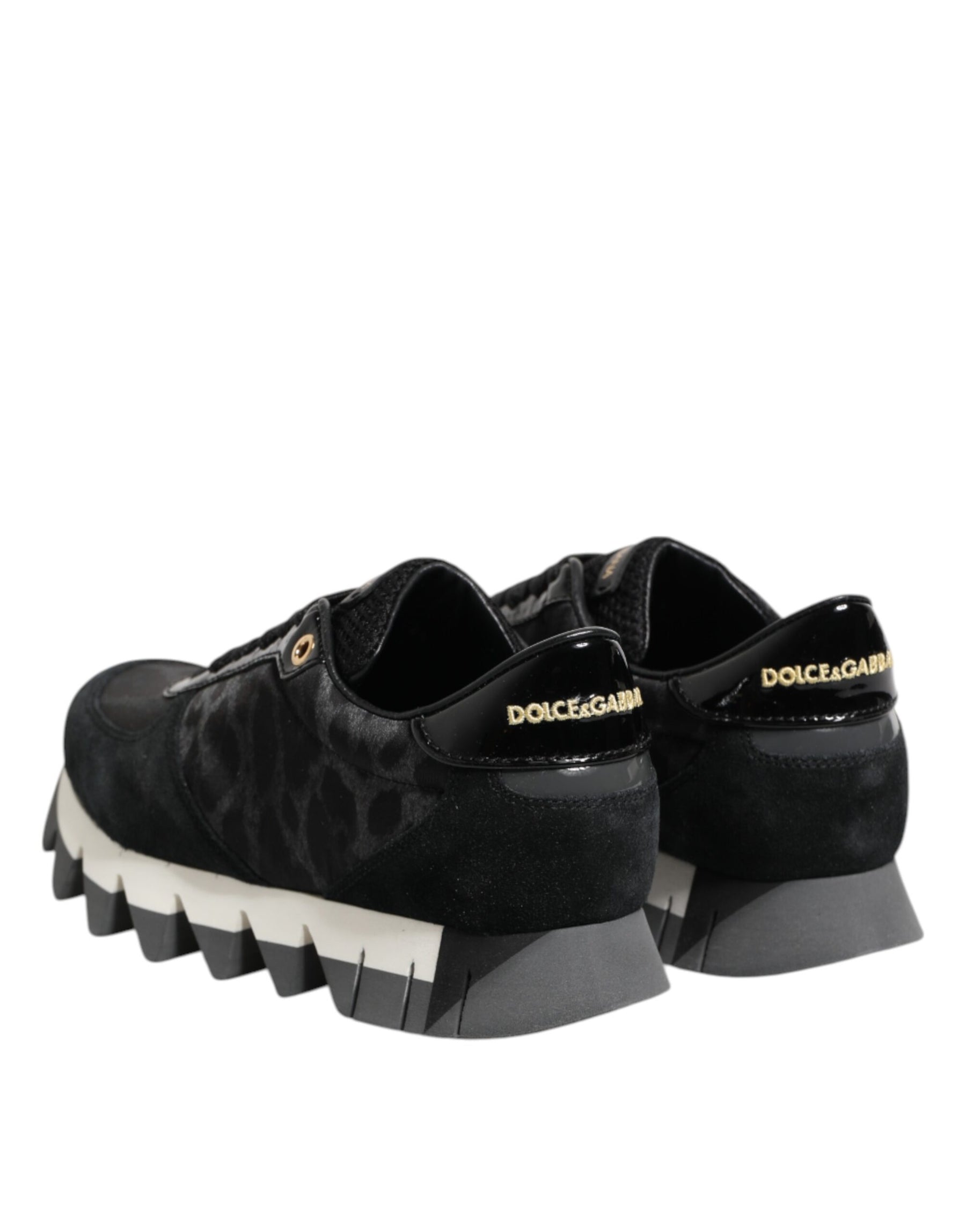 Dolce & Gabbana Black Gray Leopard Low Top Sneakers Shoes | Regal Royce