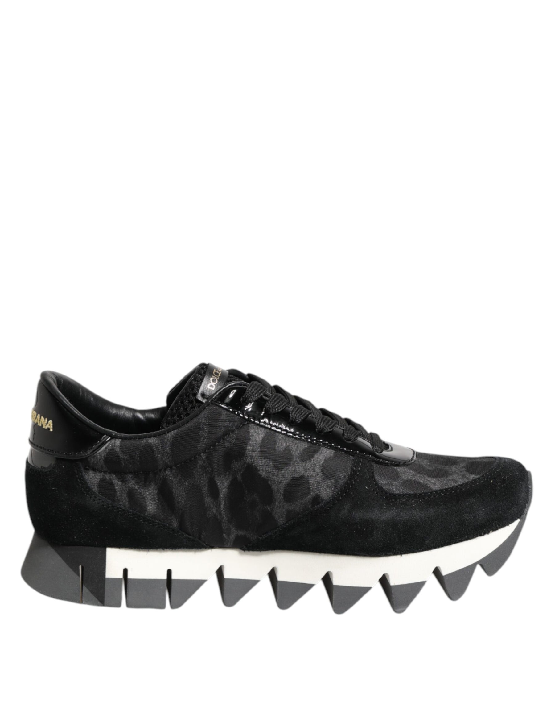 Dolce & Gabbana Black Gray Leopard Low Top Sneakers Shoes | Regal Royce