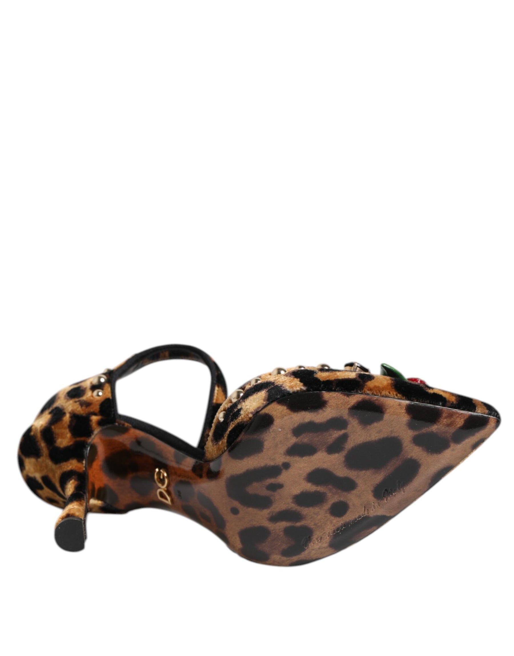 Dolce & Gabbana Brown Leopard Crystal Roses Pumps Shoes | Regal Royce