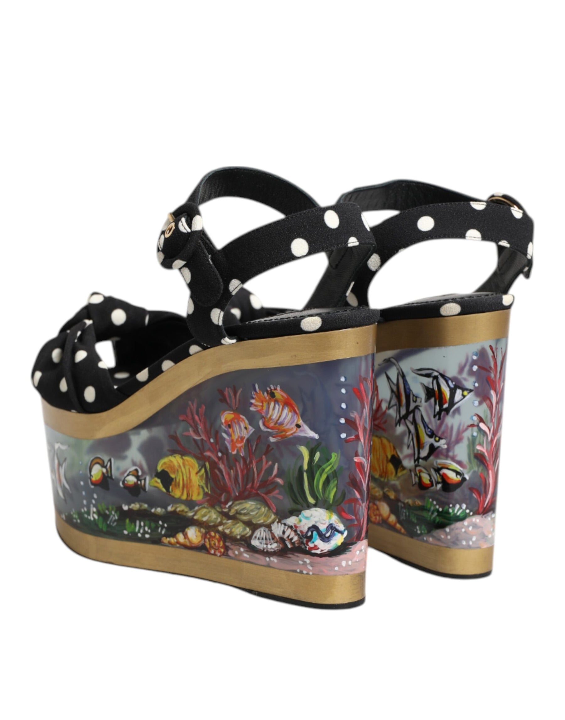 Dolce & Gabbana Multicolor Fish Polka Dot Wedge Sandals Shoes | Regal Royce
