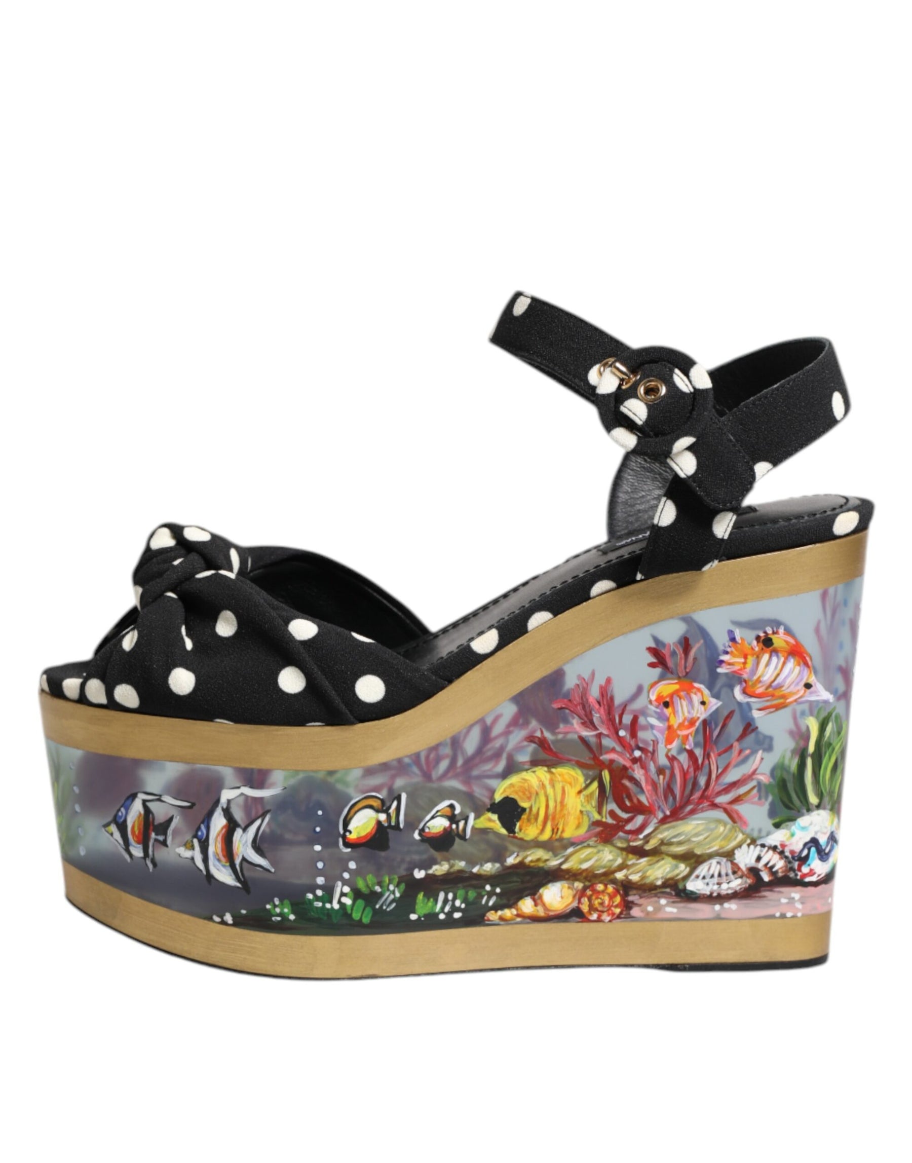 Dolce & Gabbana Multicolor Fish Polka Dot Wedge Sandals Shoes | Regal Royce